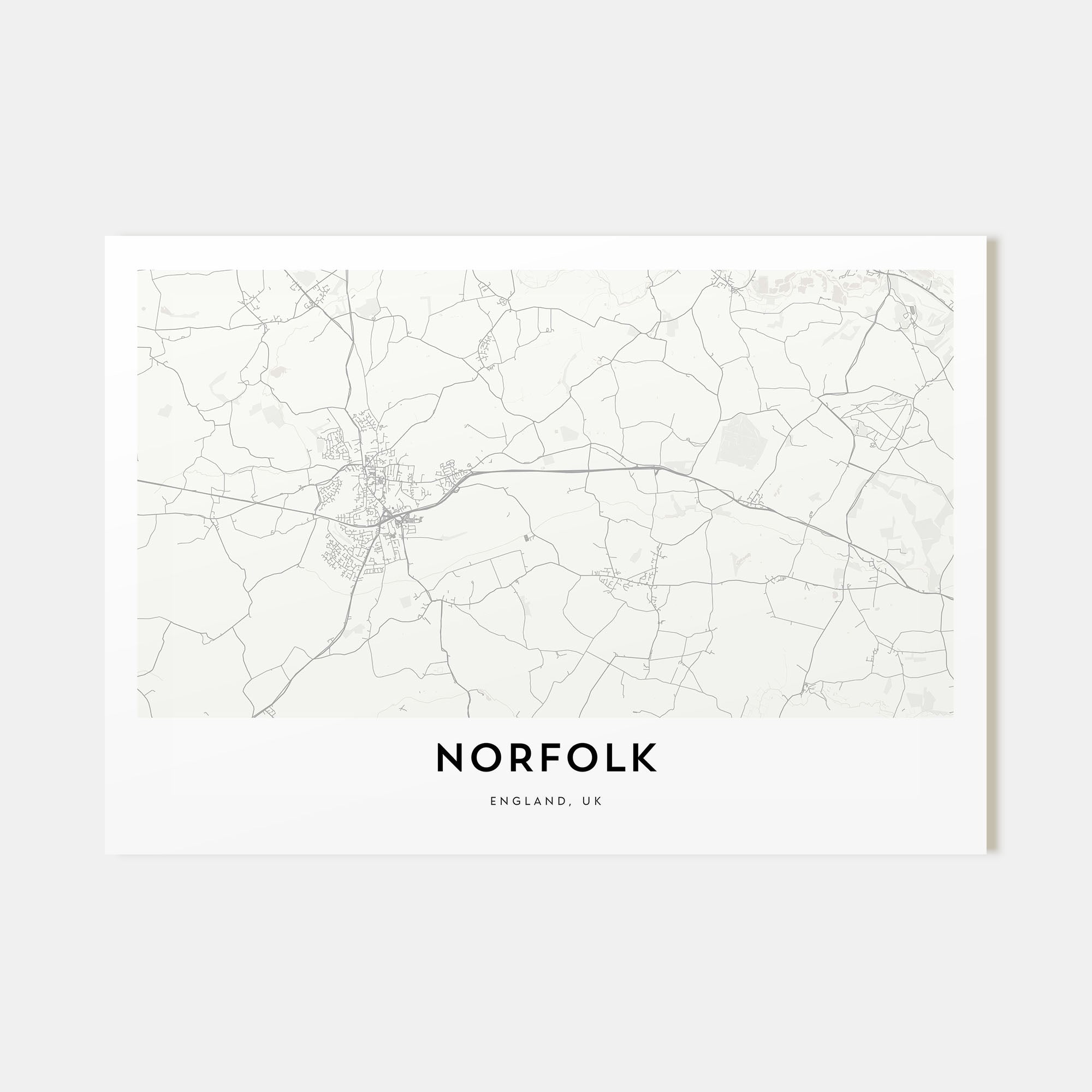 Norfolk, England Map Landscape Poster