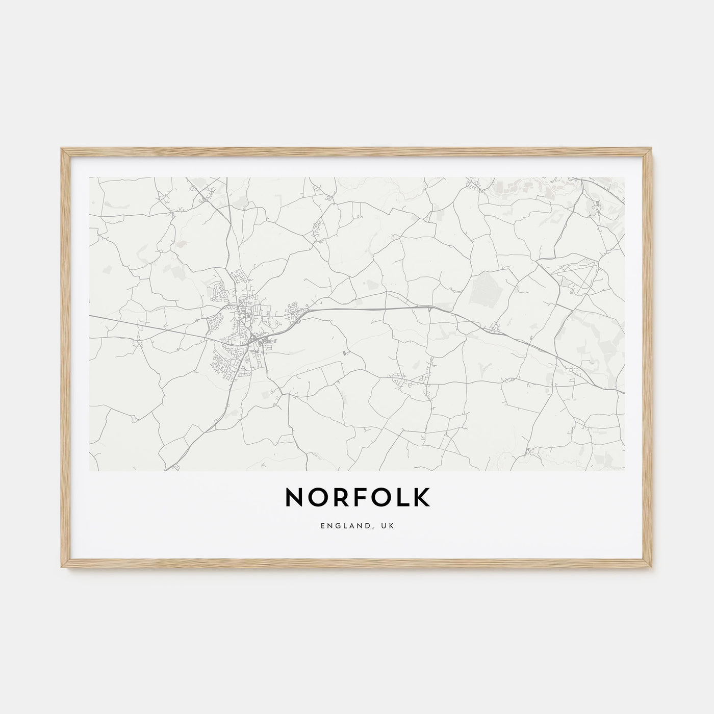 Norfolk, England Map Landscape Poster