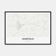 Norfolk, England Map Landscape Poster