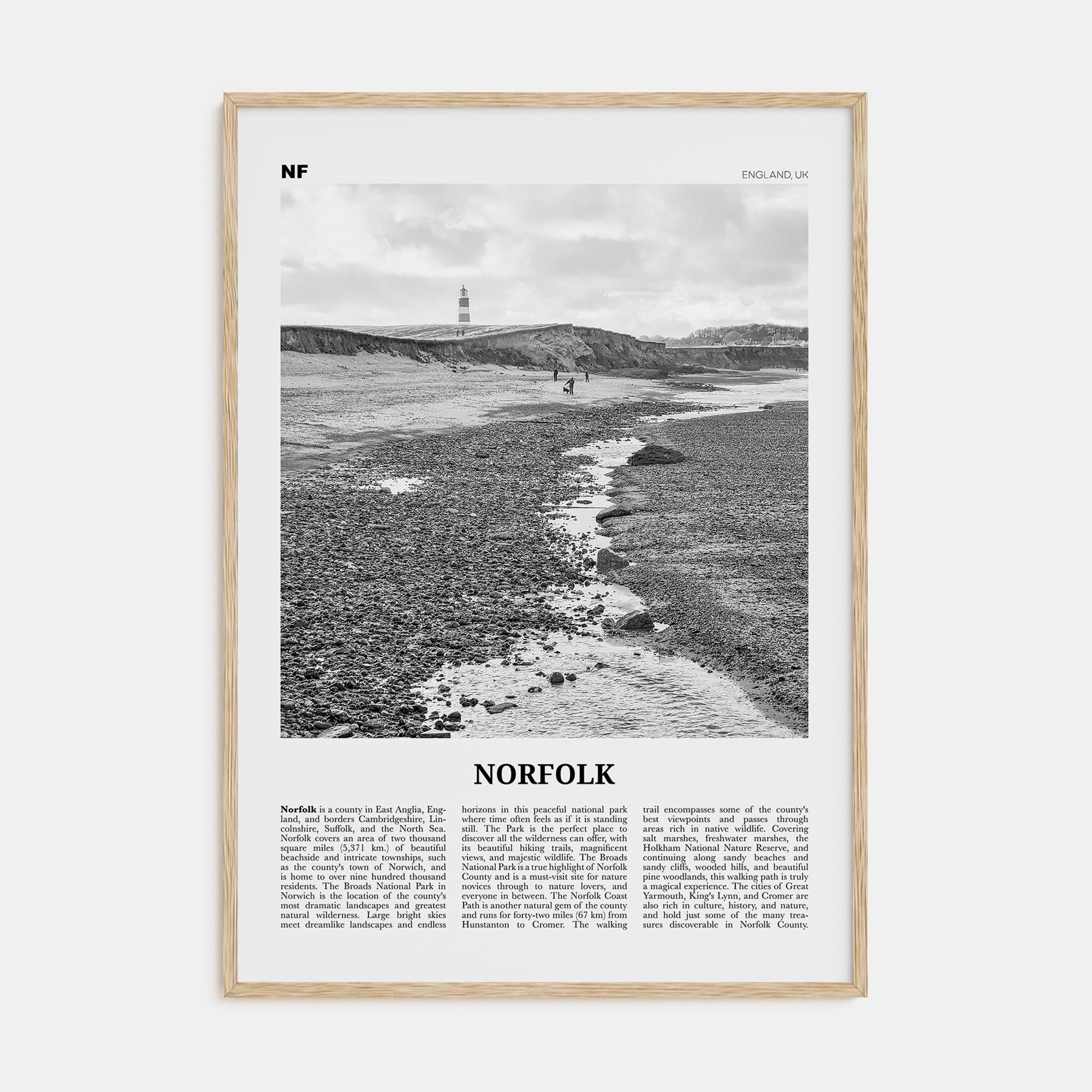 Norfolk, England Travel B&W Poster