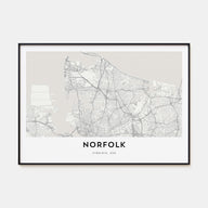 Norfolk, Virginia Map Landscape Poster
