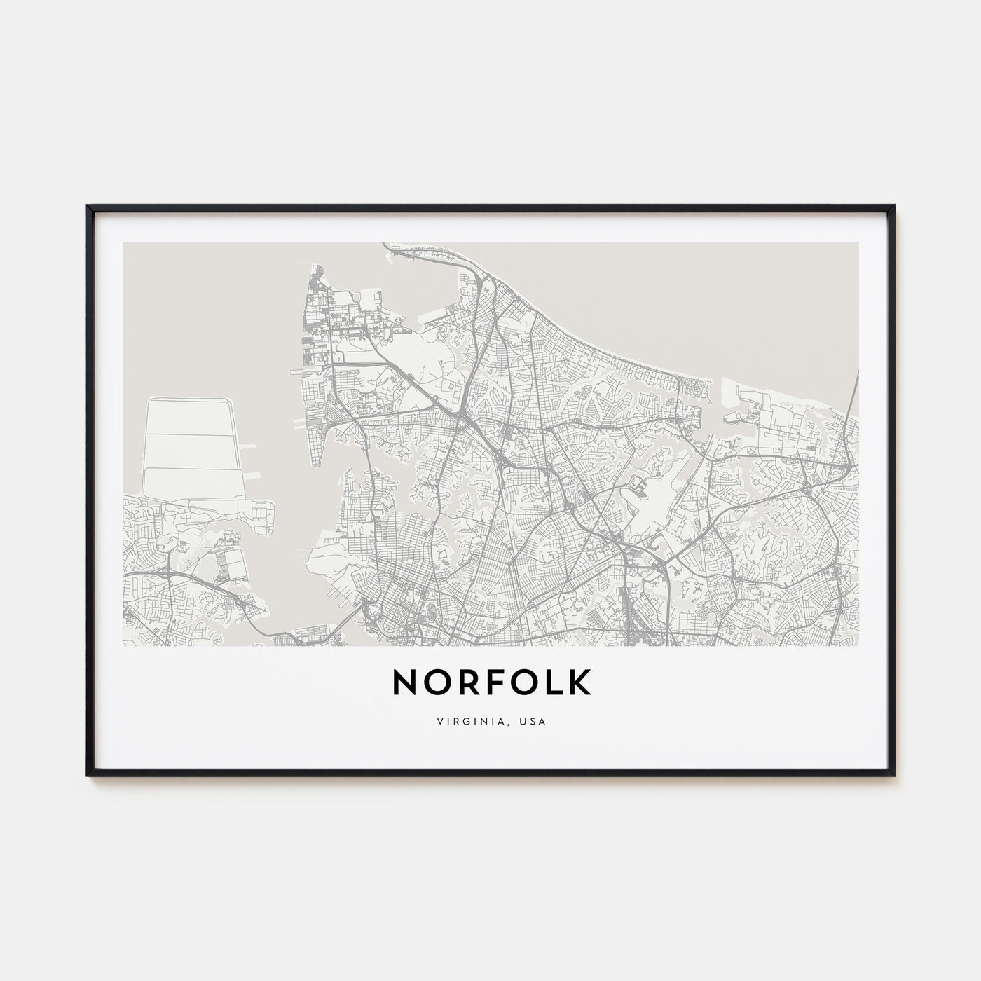 Norfolk, Virginia Map Landscape Poster