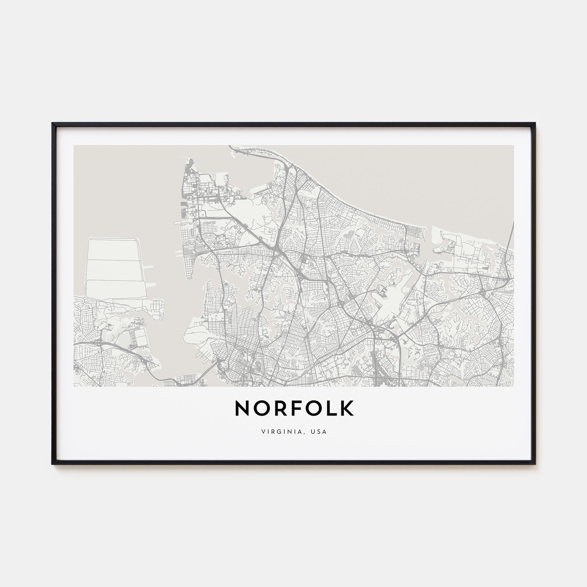 Norfolk, Virginia Map Landscape Poster