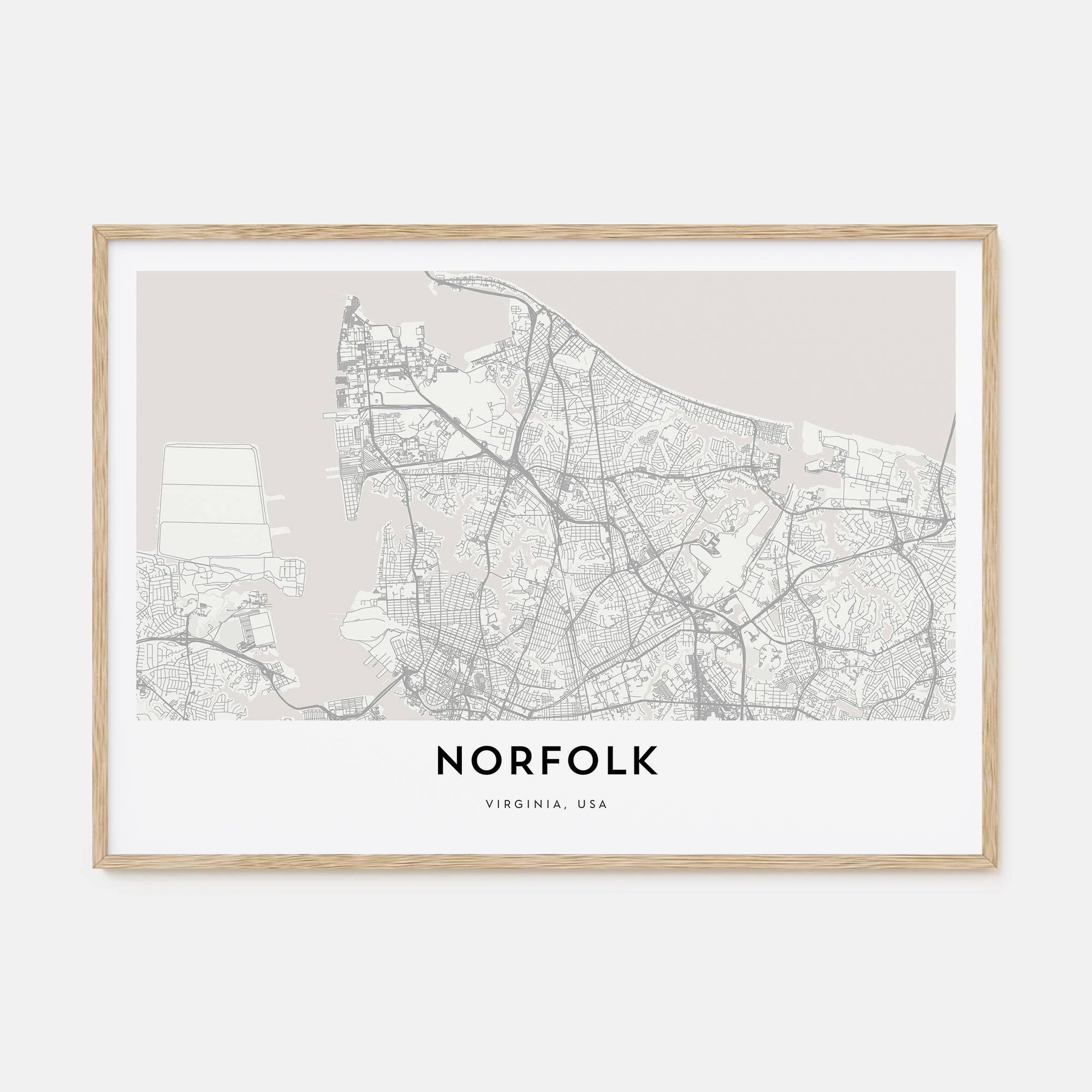 Norfolk, Virginia Map Landscape Poster