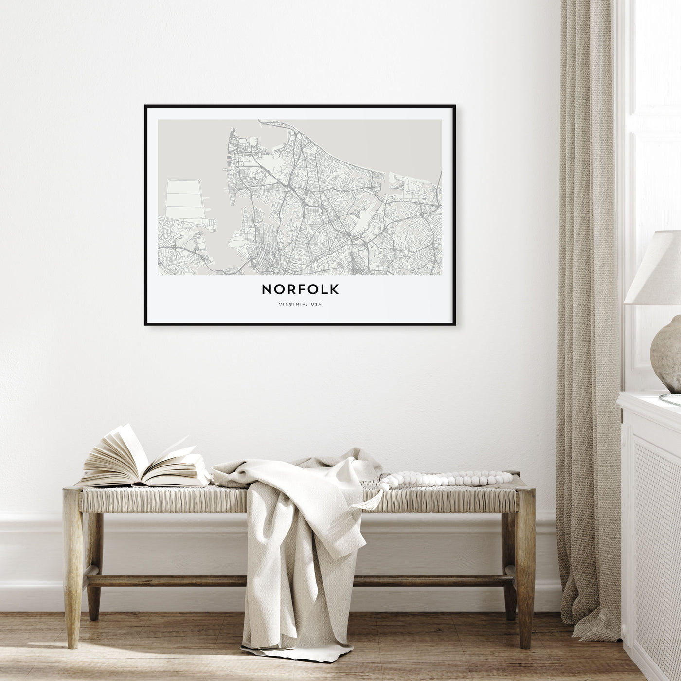 Norfolk, Virginia Map Landscape Poster