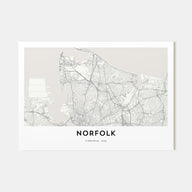 Norfolk, Virginia Map Landscape Poster