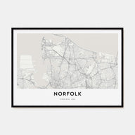 Norfolk, Virginia Map Landscape Poster
