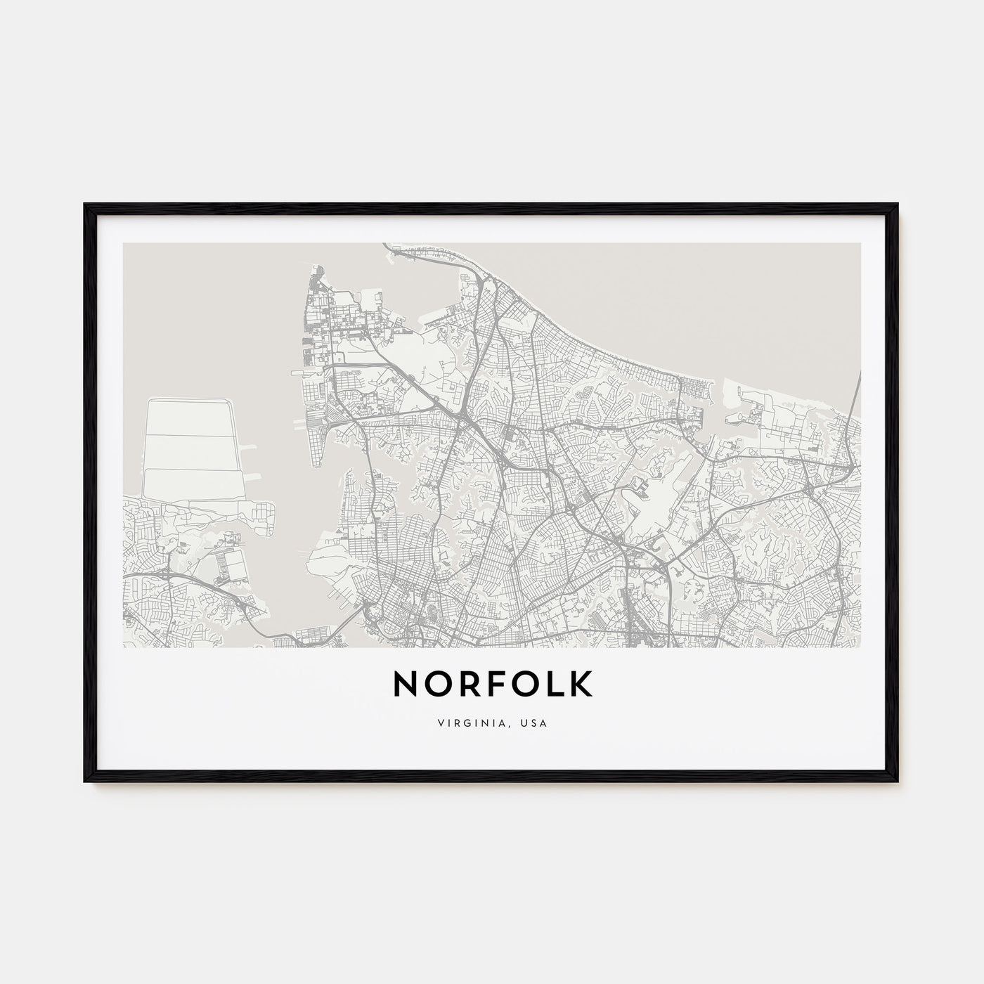 Norfolk, Virginia Map Landscape Poster