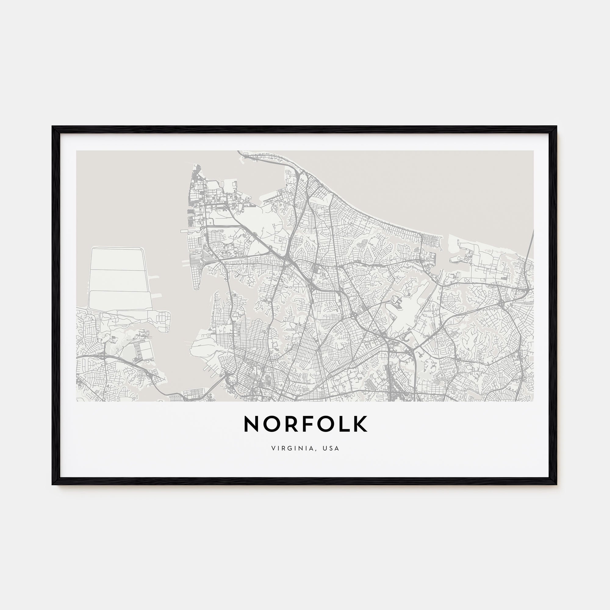 Norfolk, Virginia Map Landscape Poster