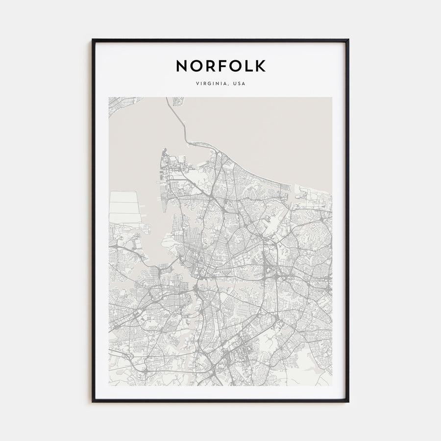Norfolk, Virginia Map Portrait Poster