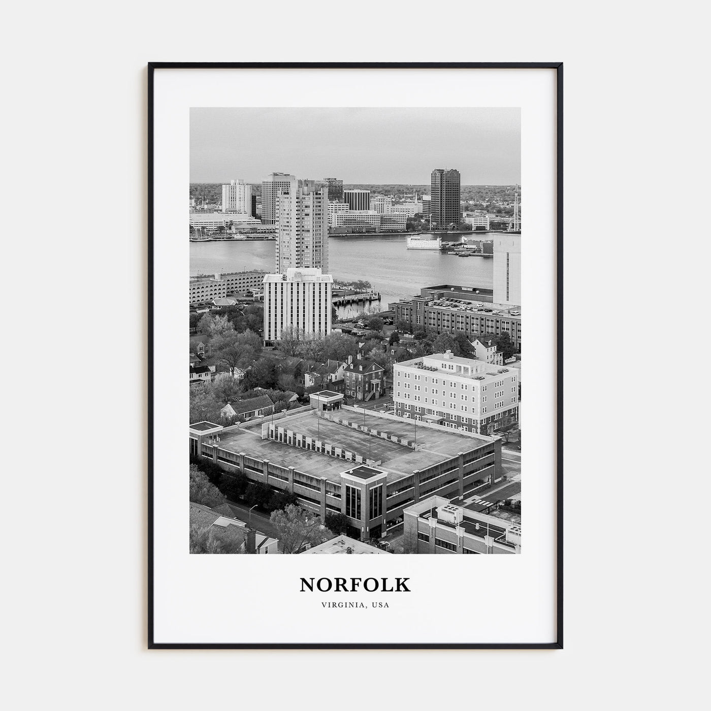 Norfolk, Virginia Portrait B&W Poster