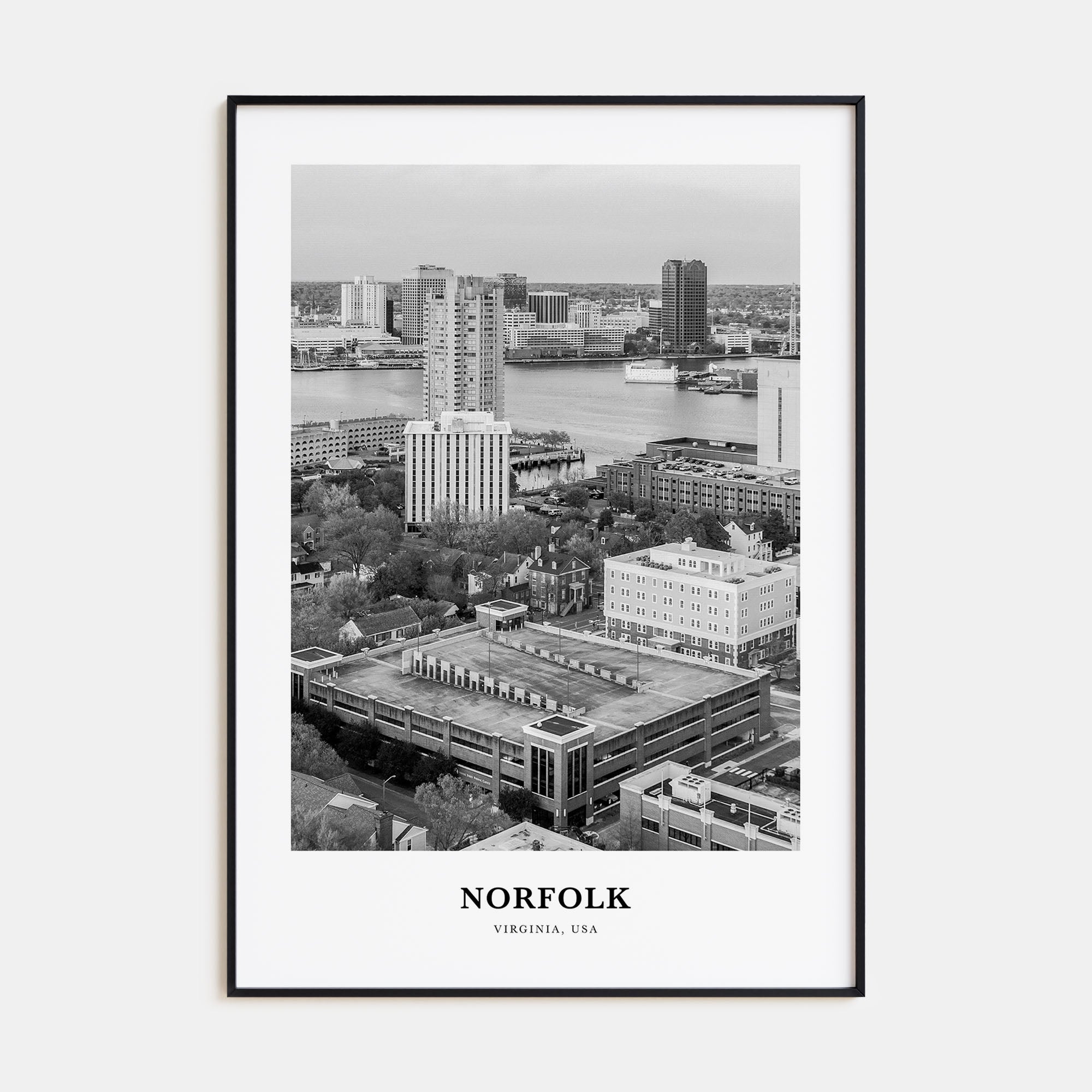 Norfolk, Virginia Portrait B&W Poster