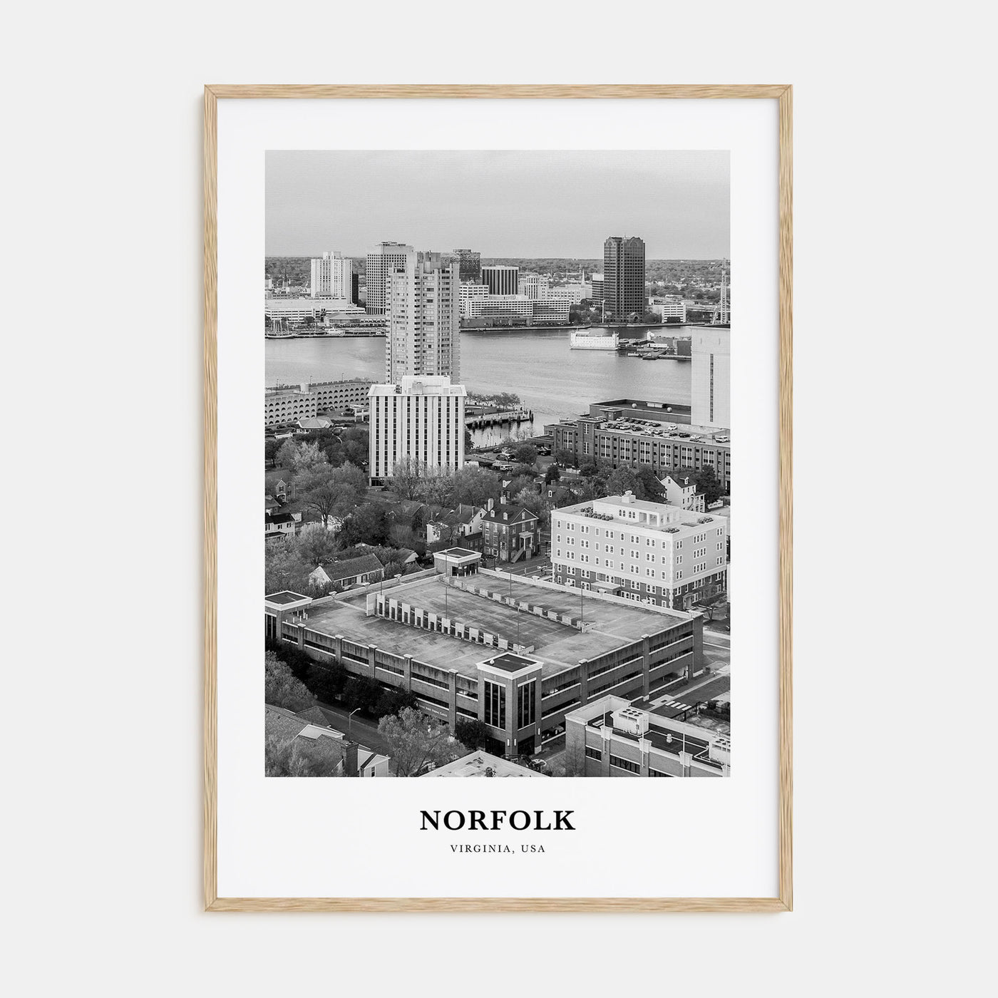 Norfolk, Virginia Portrait B&W Poster