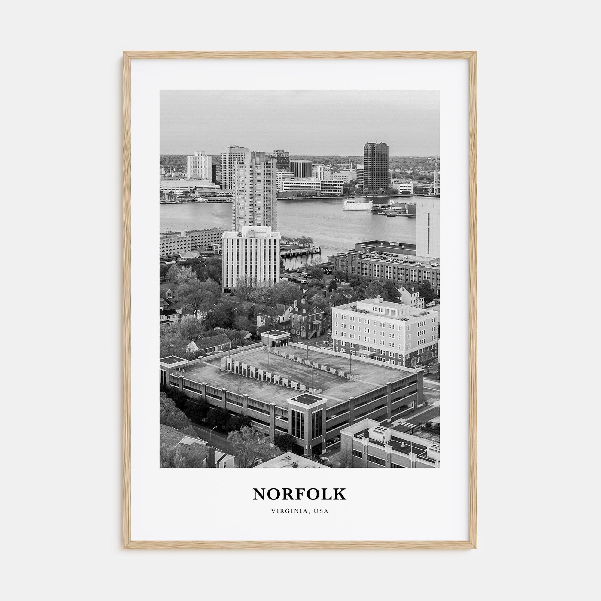 Norfolk, Virginia Portrait B&W Poster