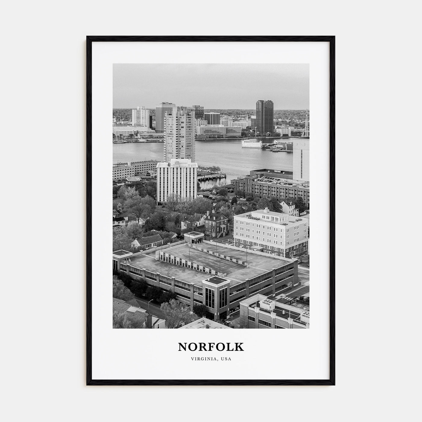 Norfolk, Virginia Portrait B&W Poster