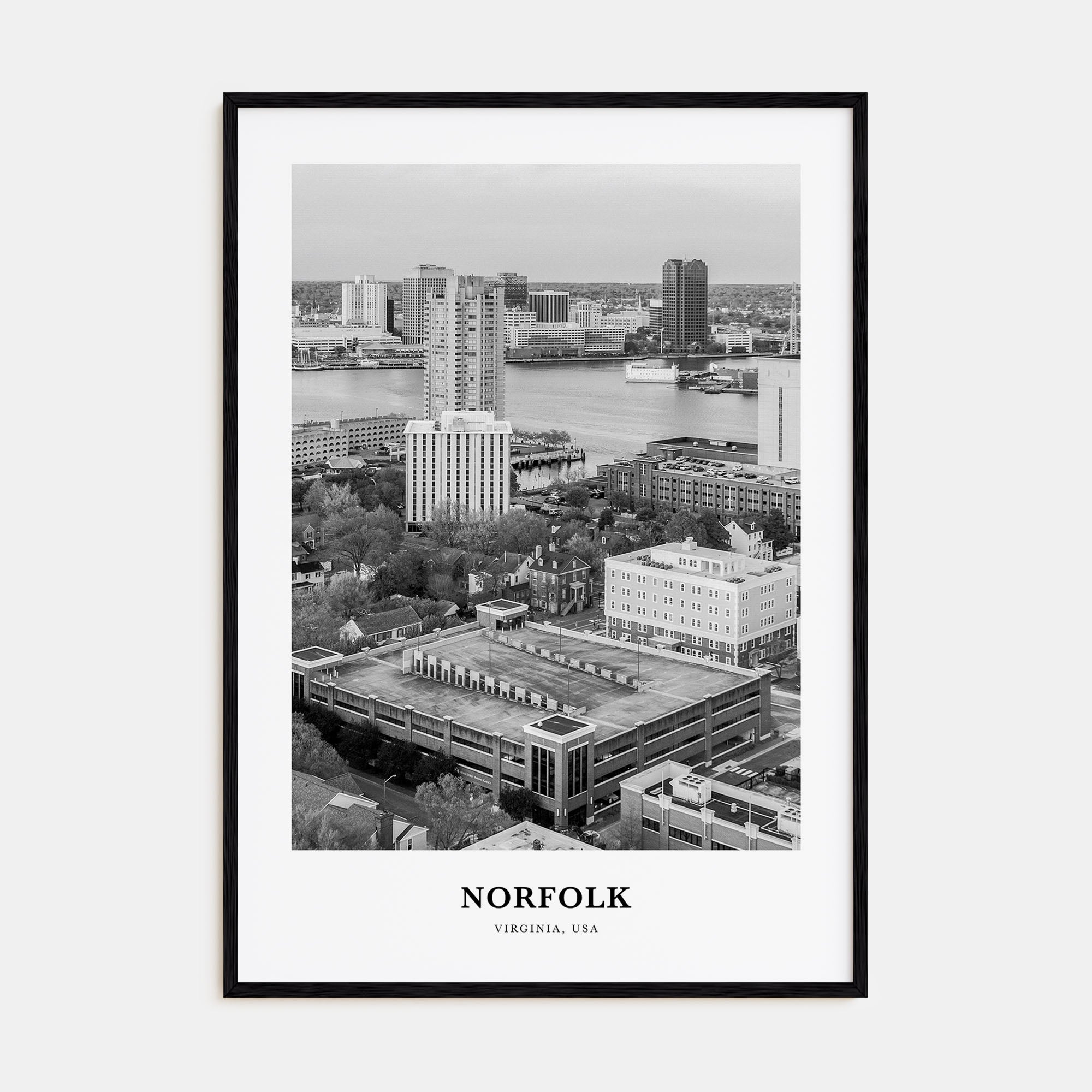 Norfolk, Virginia Portrait B&W Poster
