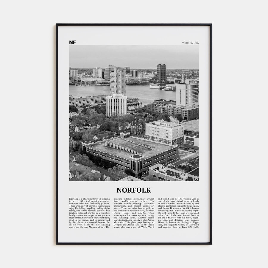 Norfolk, Virginia Travel B&W Poster