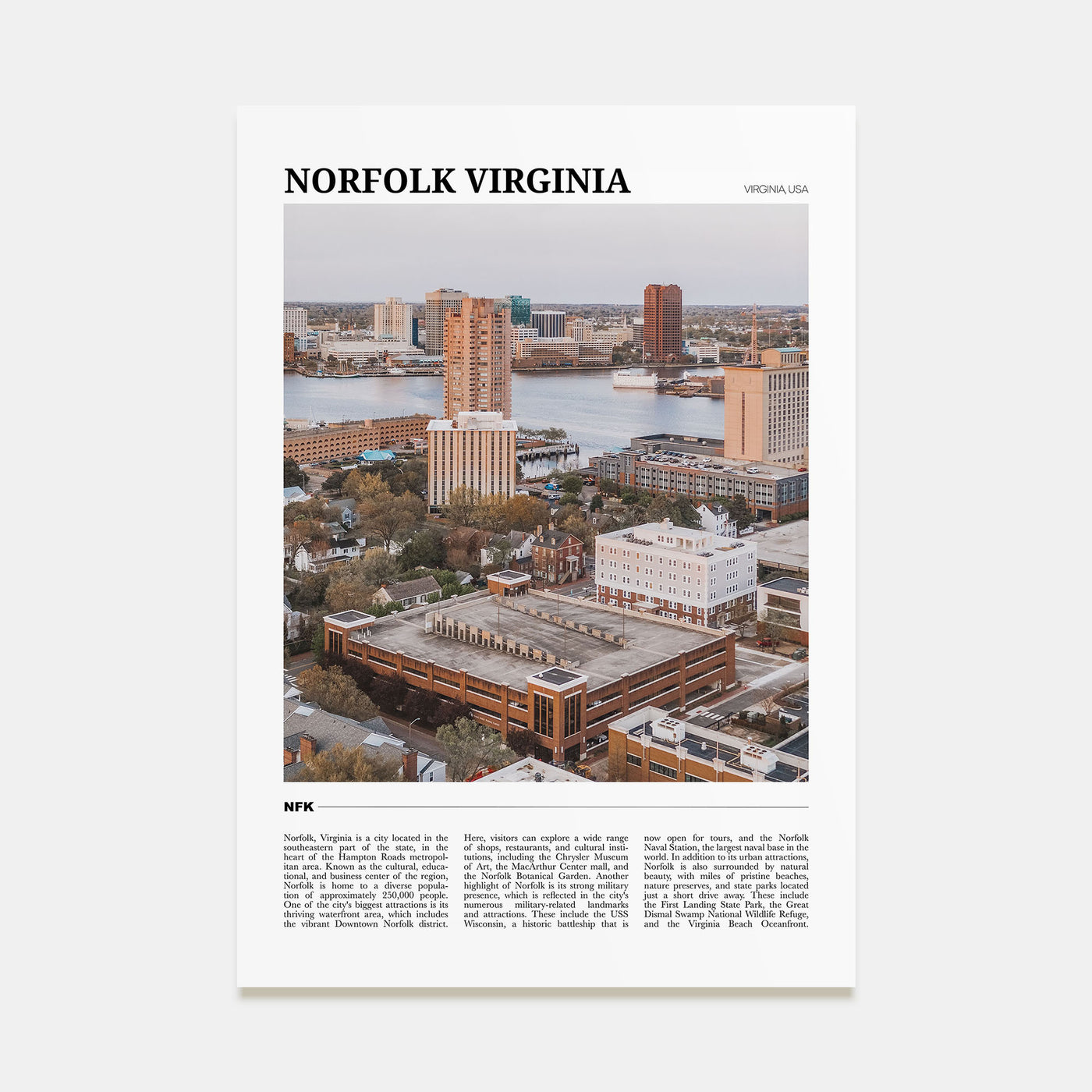 Norfolk, Virginia Travel Color Poster