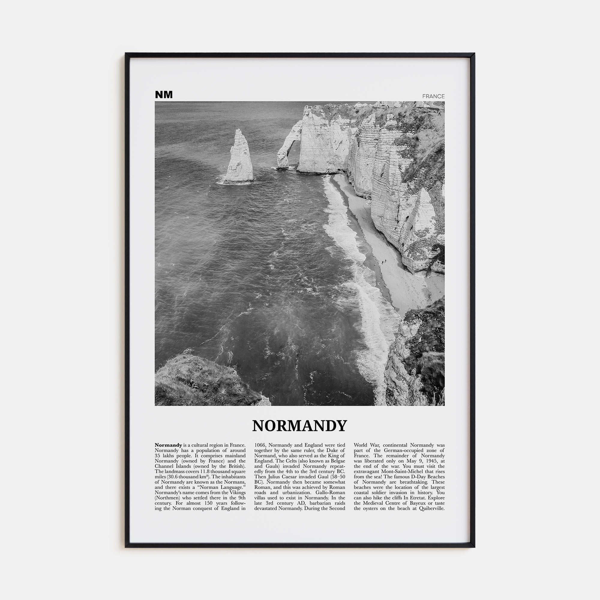 Normandy Travel B&W Poster