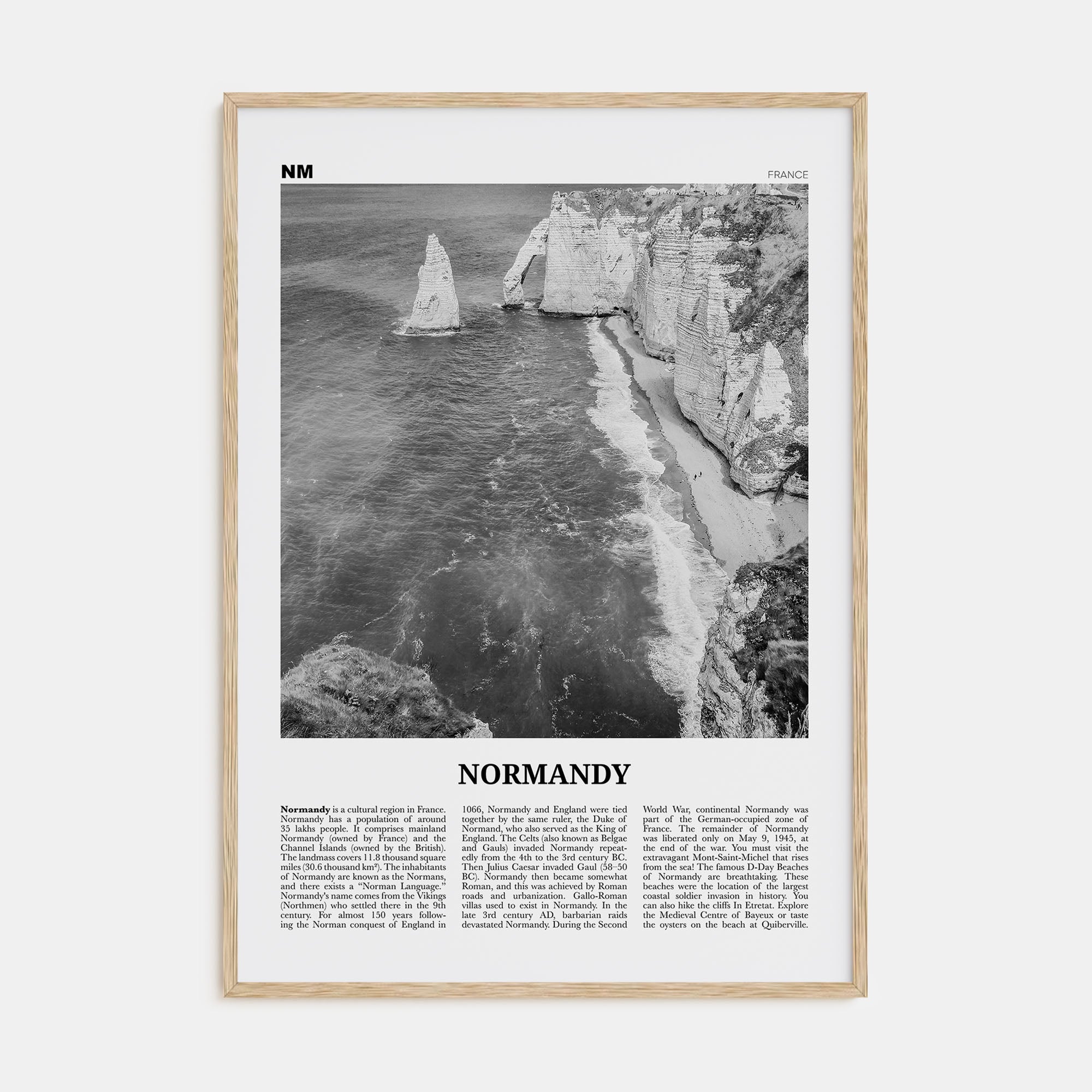 Normandy Travel B&W Poster