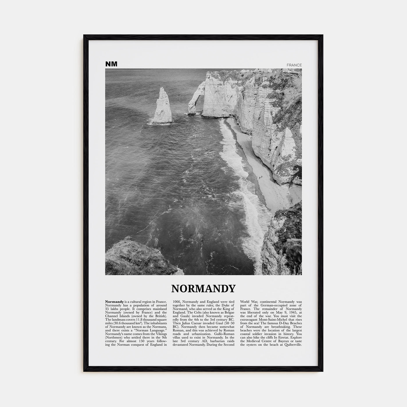 Normandy Travel B&W Poster