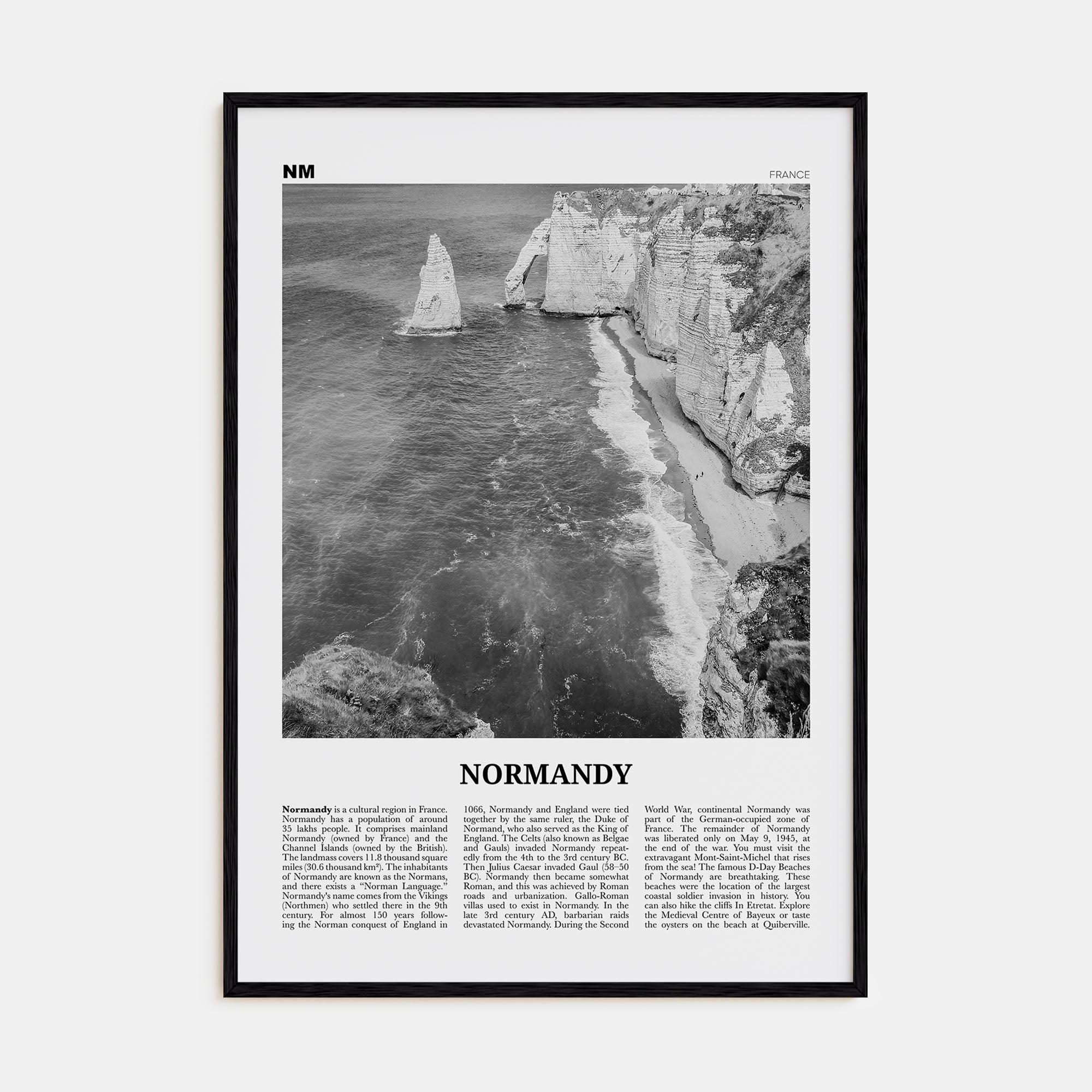 Normandy Travel B&W Poster