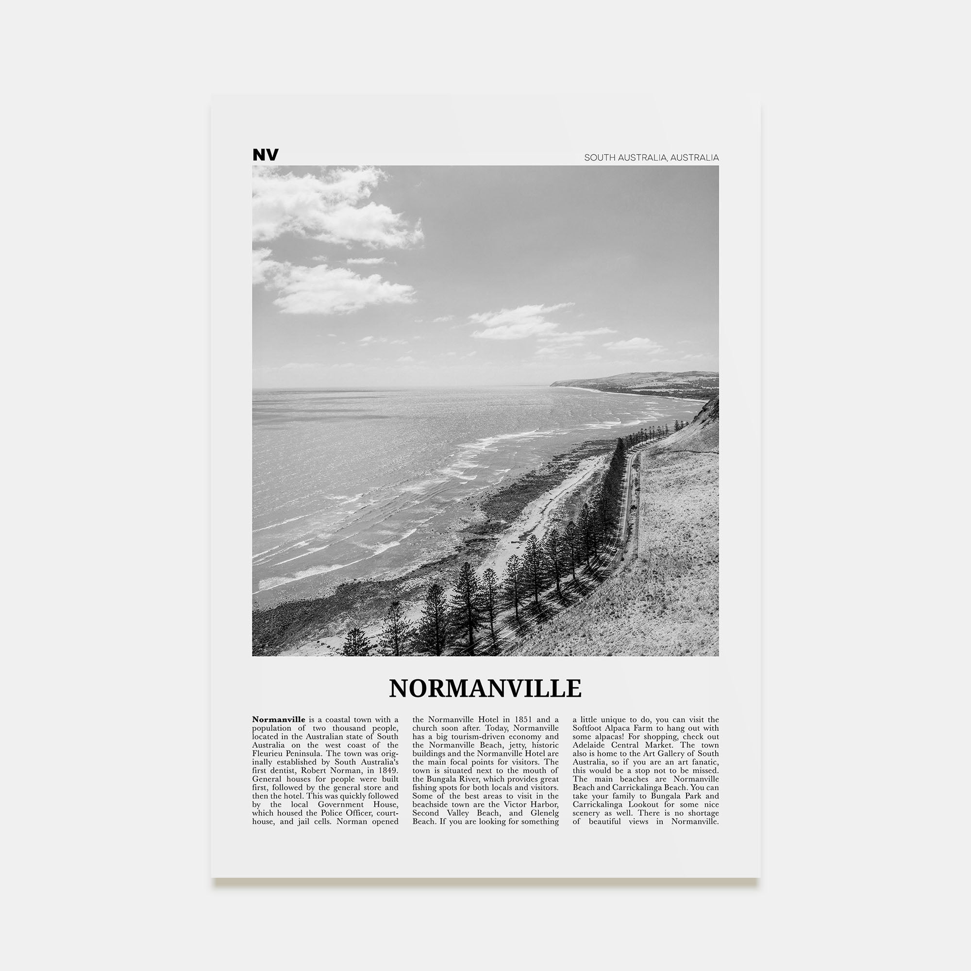 Normanville Travel B&W Poster
