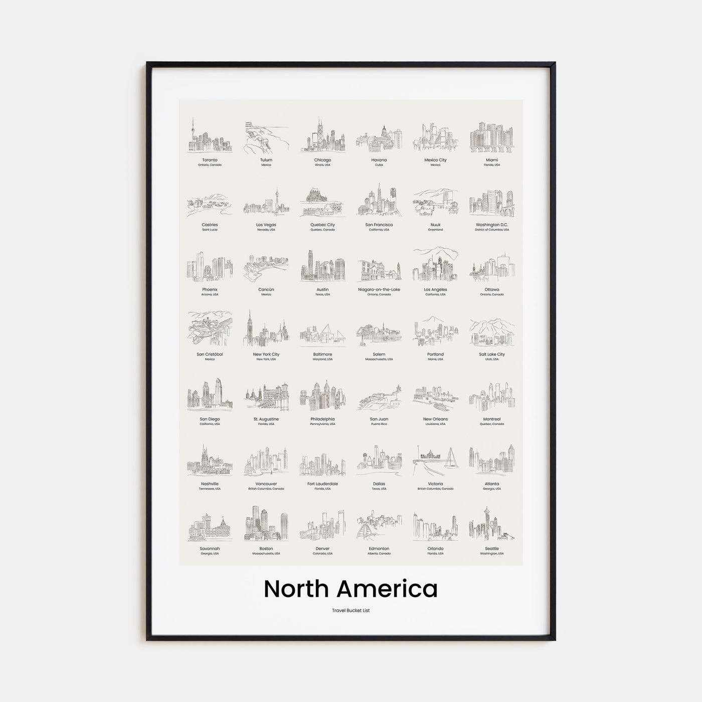 North America Bucket List Poster