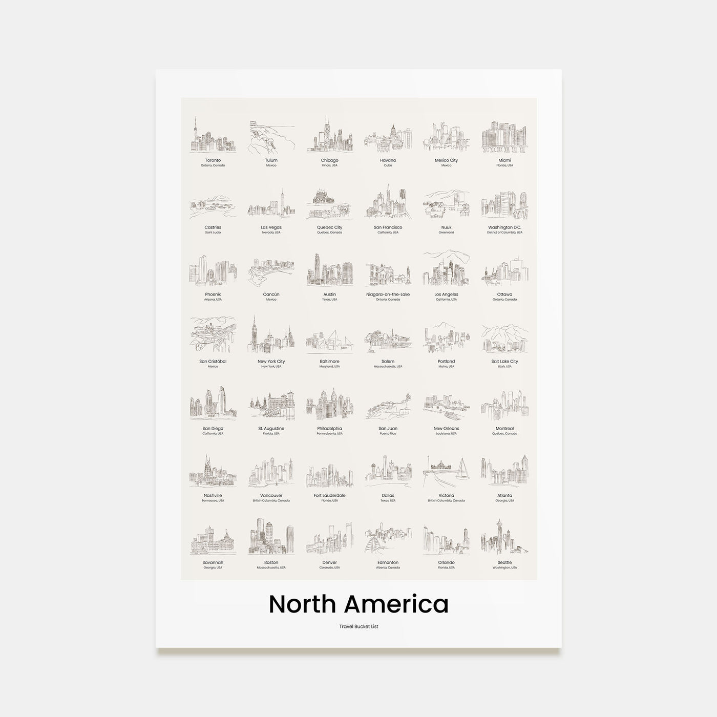 North America Bucket List Poster
