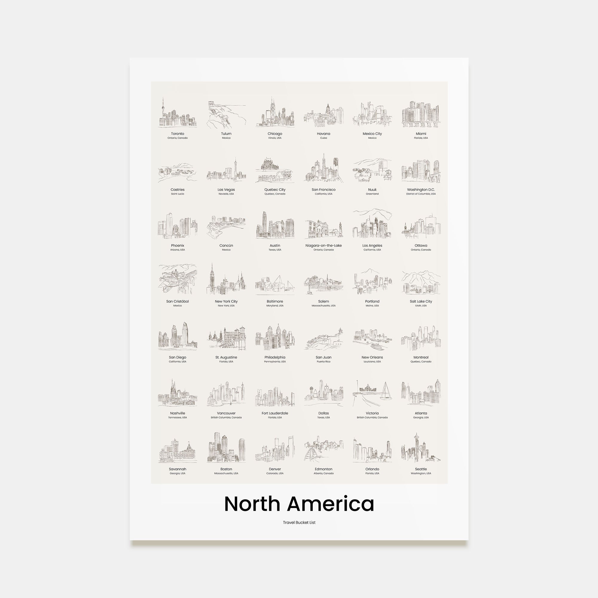 North America Bucket List Poster