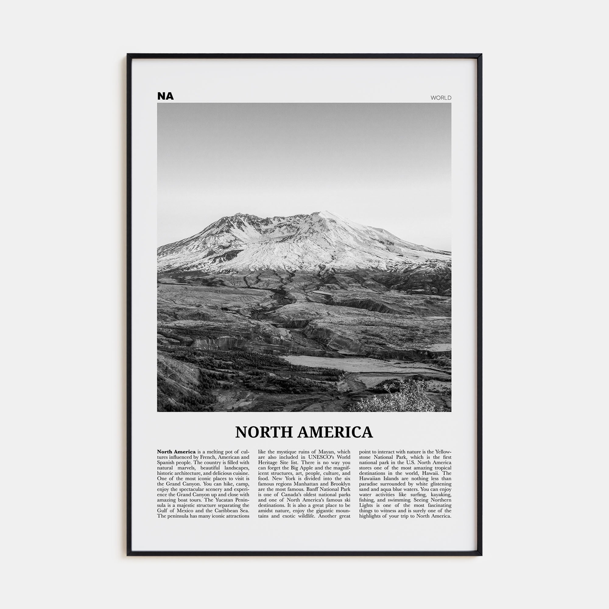 North America Travel B&W Poster