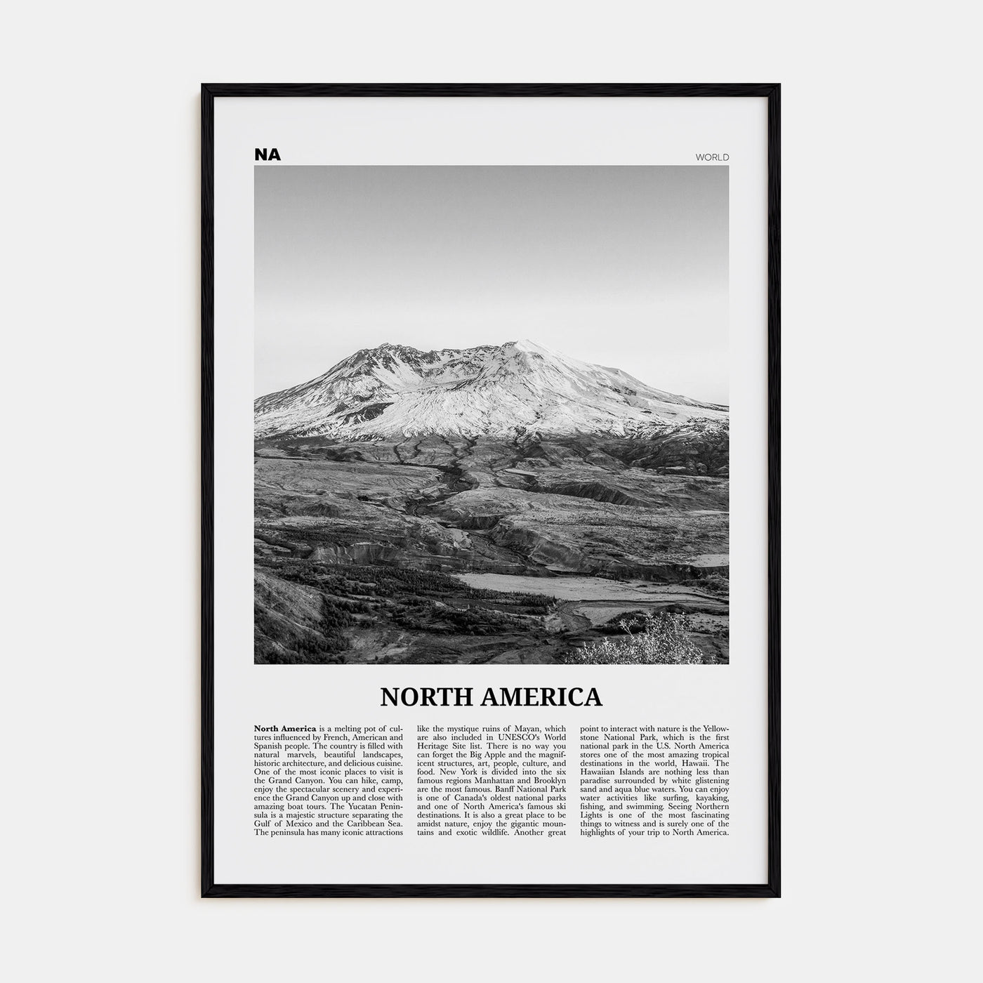 North America Travel B&W Poster