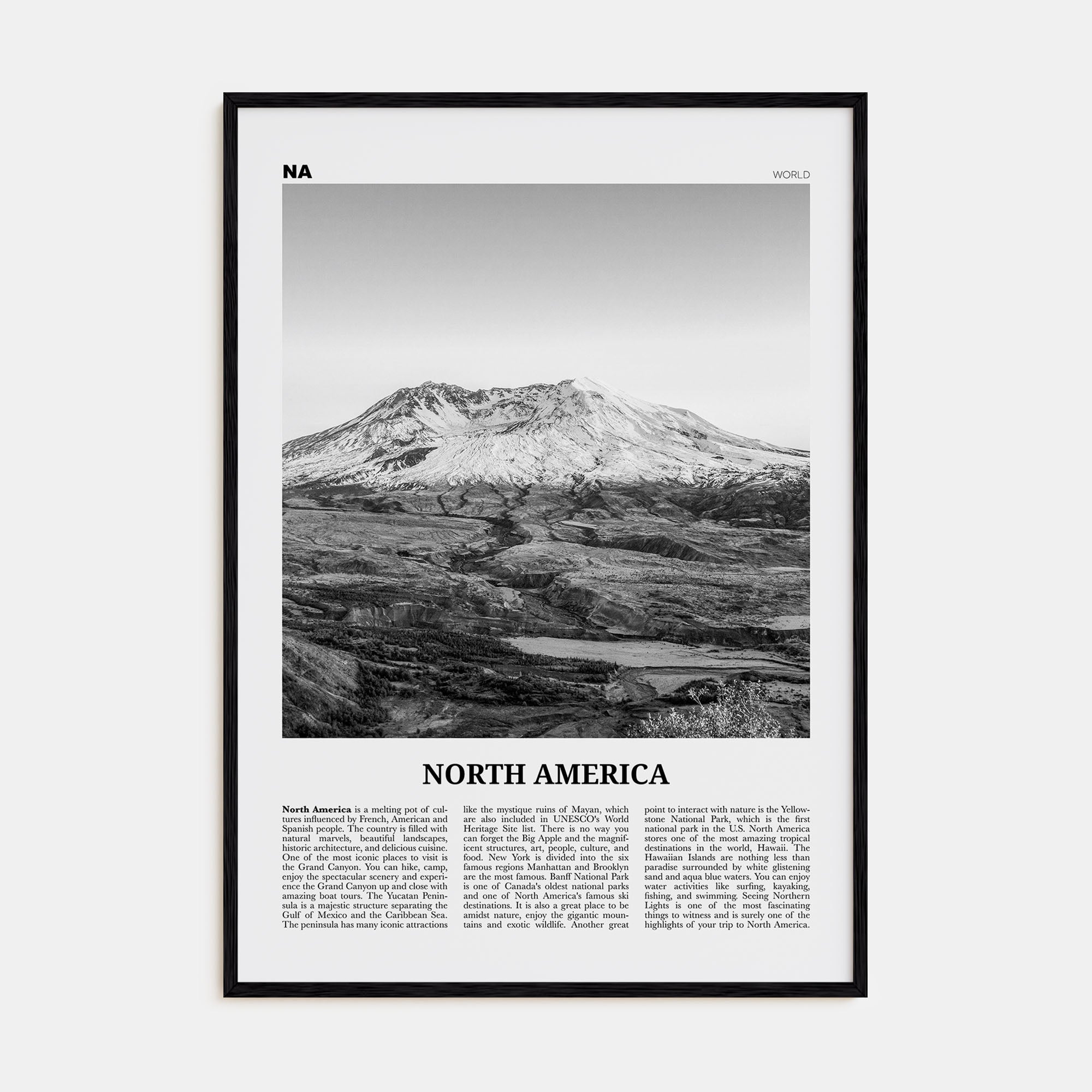North America Travel B&W Poster