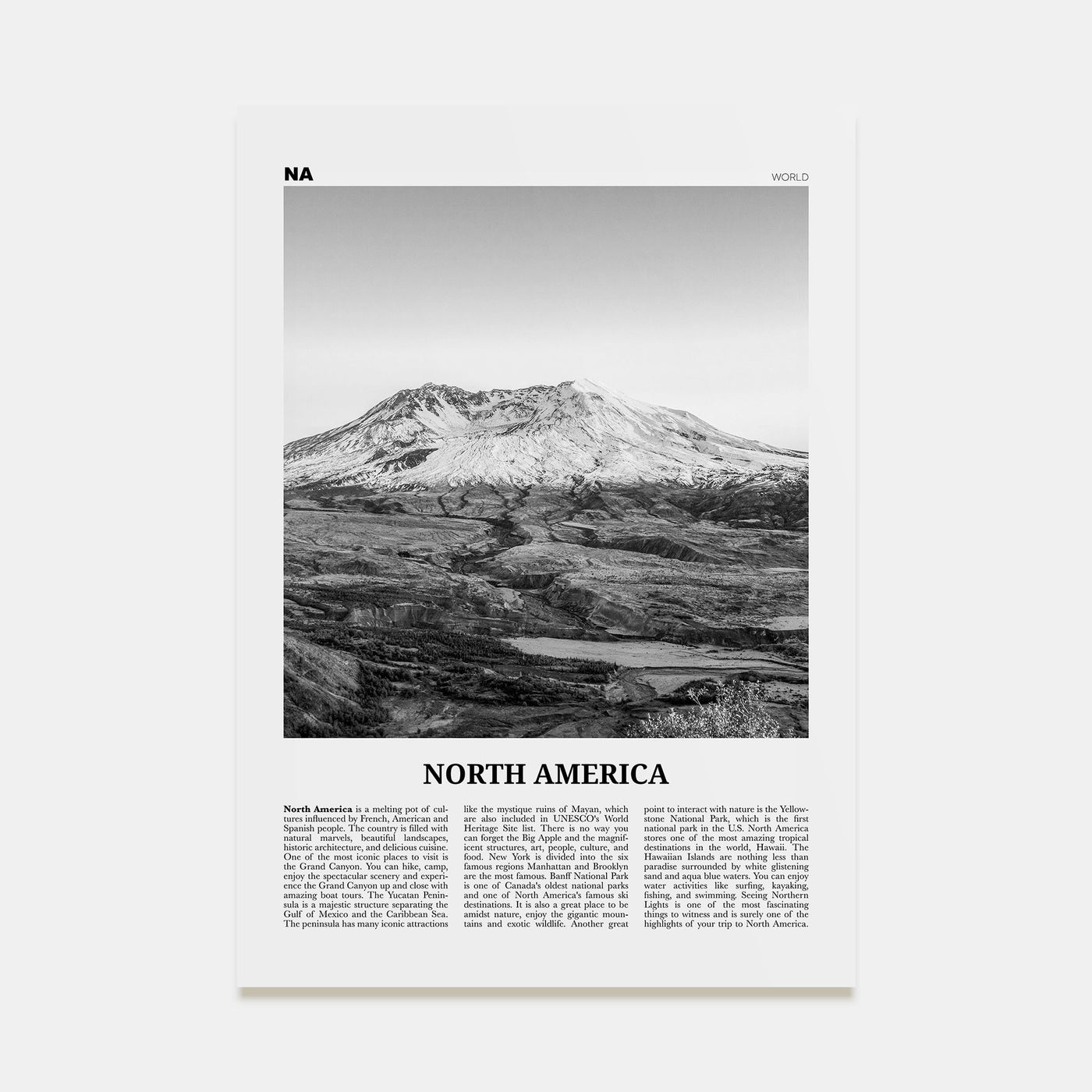 North America Travel B&W Poster