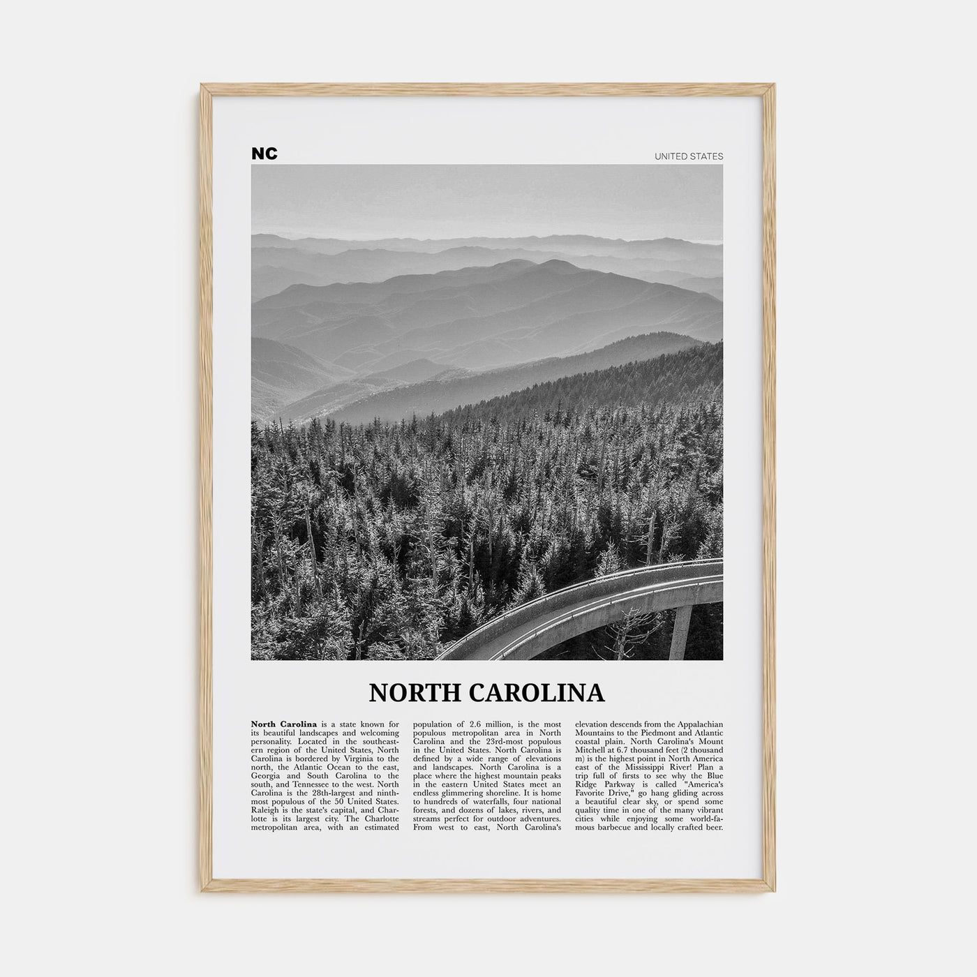 North Carolina Travel B&W No 1 Poster
