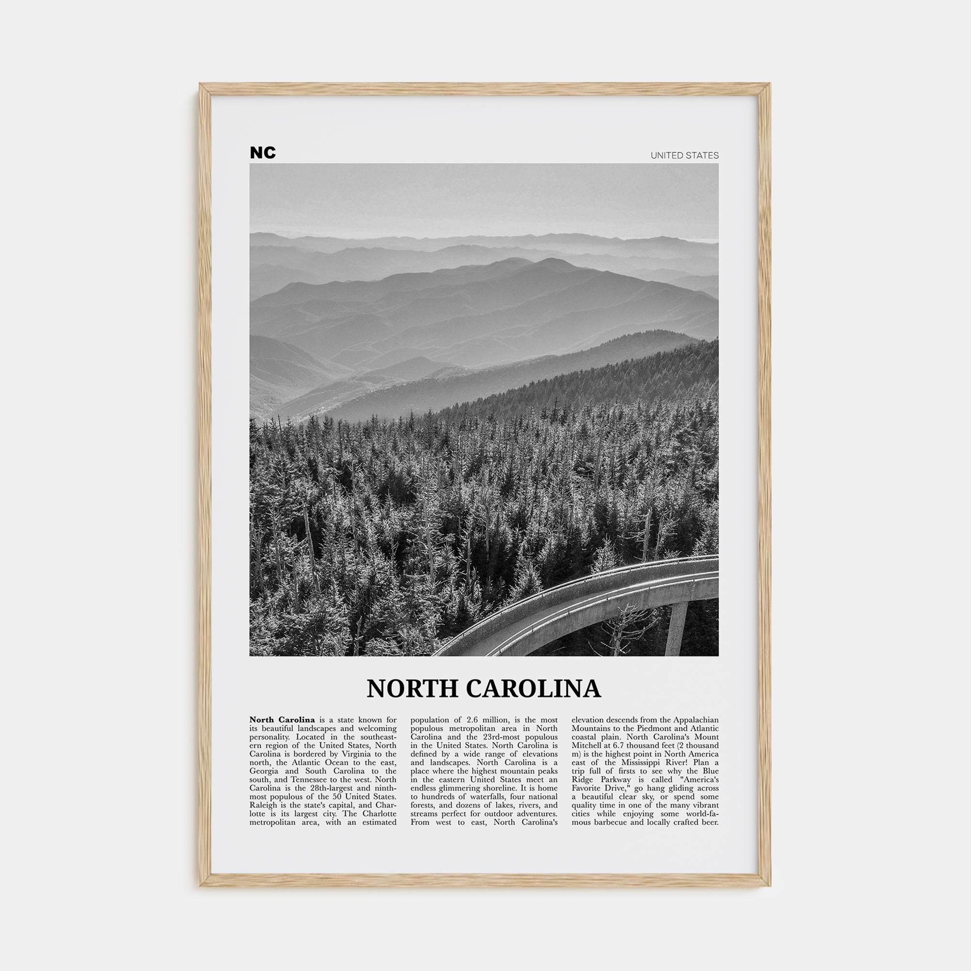 North Carolina Travel B&W No 1 Poster