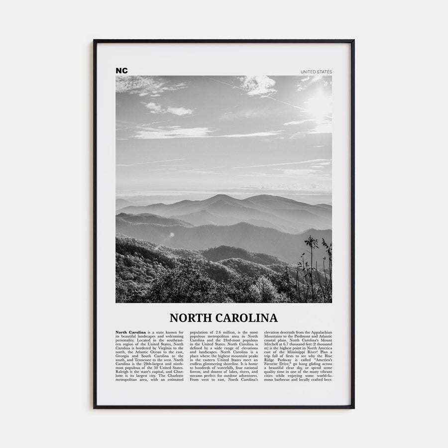 North Carolina Travel B&W No 2 Poster