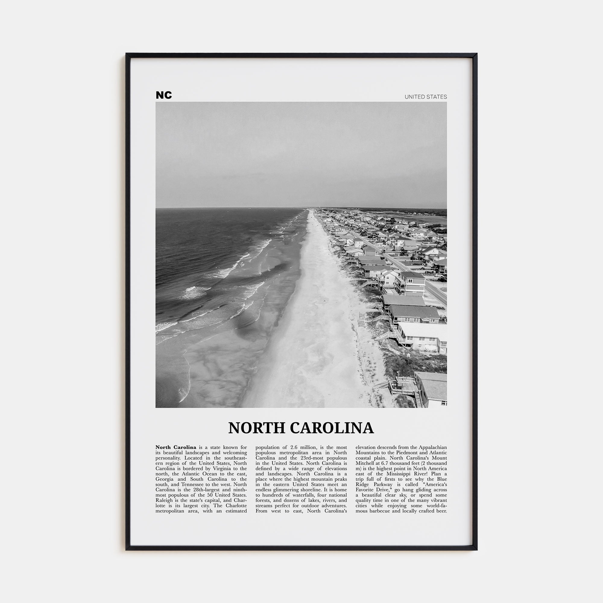 North Carolina Travel B&W No 4 Poster