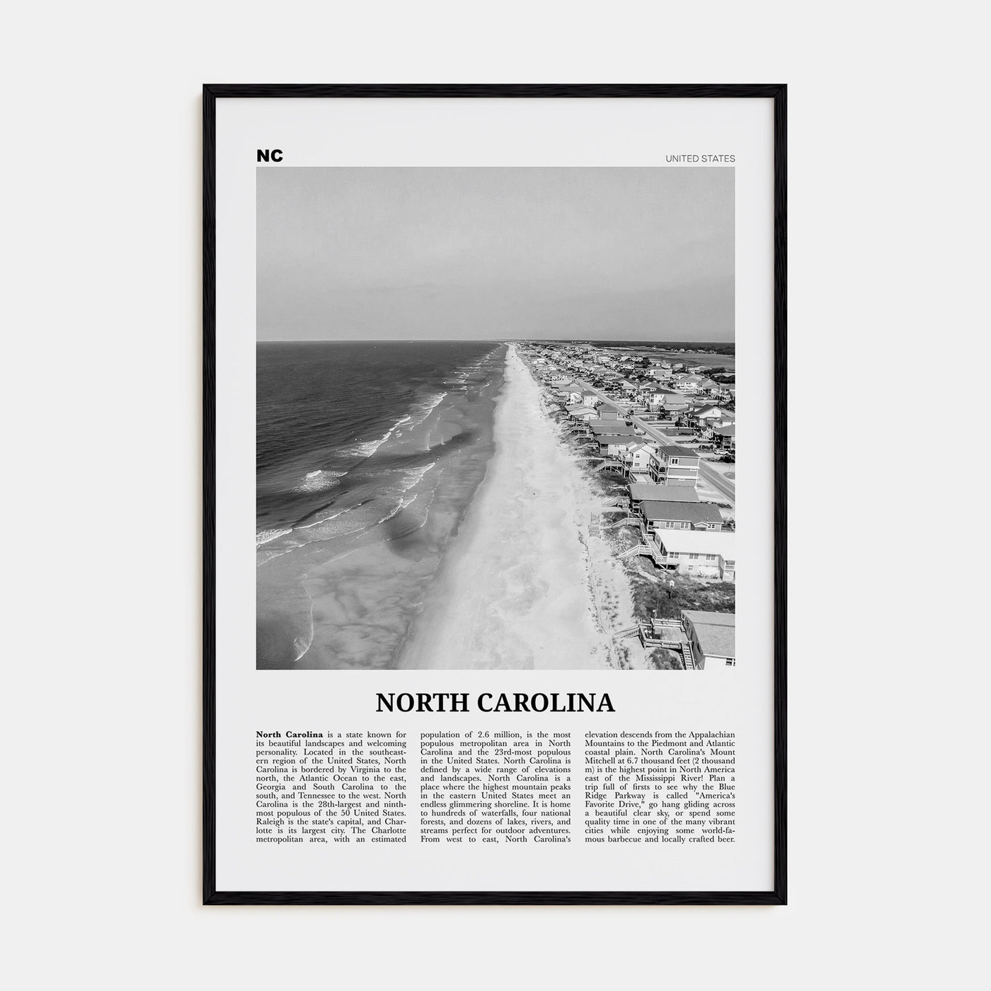 North Carolina Travel B&W No 4 Poster