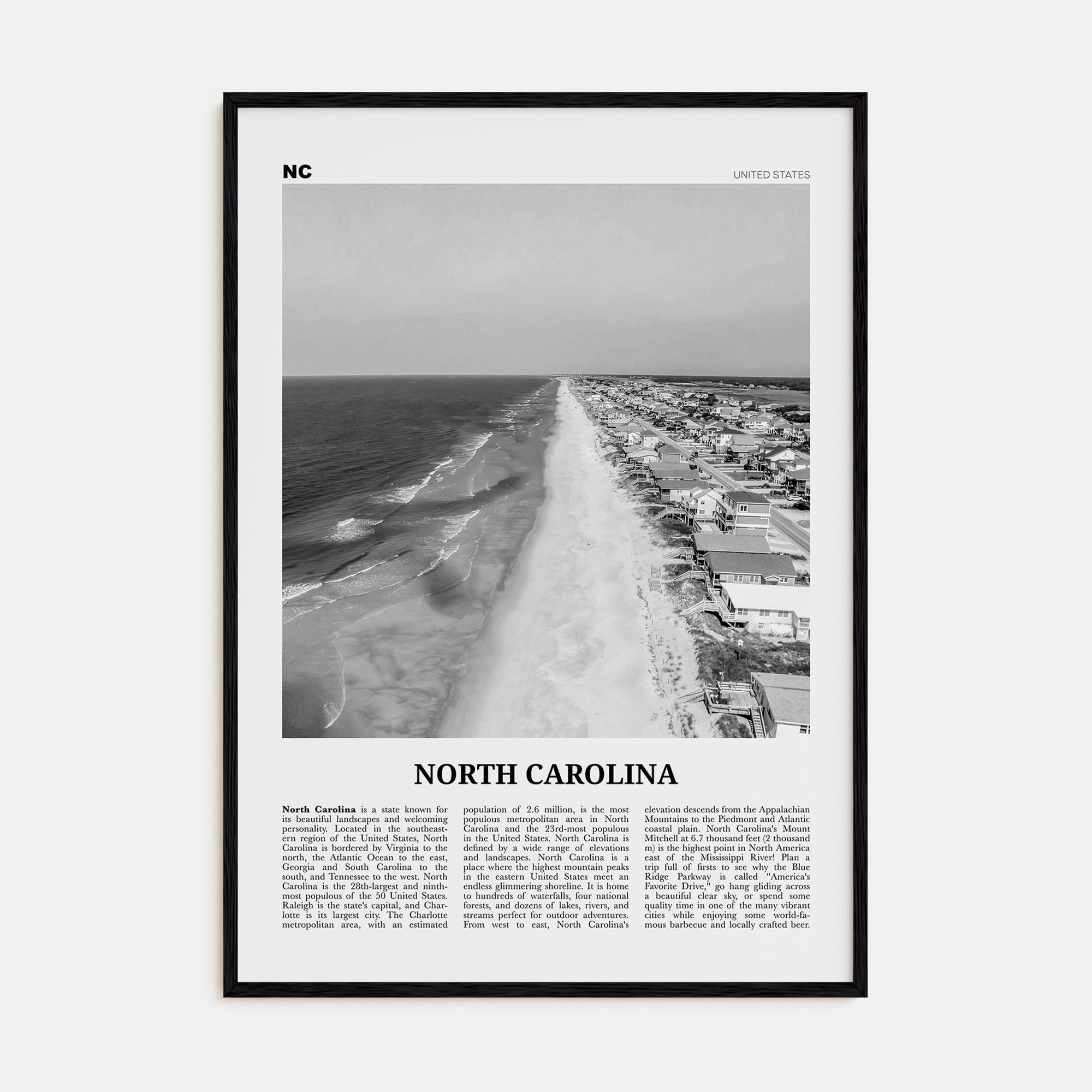 North Carolina Travel B&W No 4 Poster