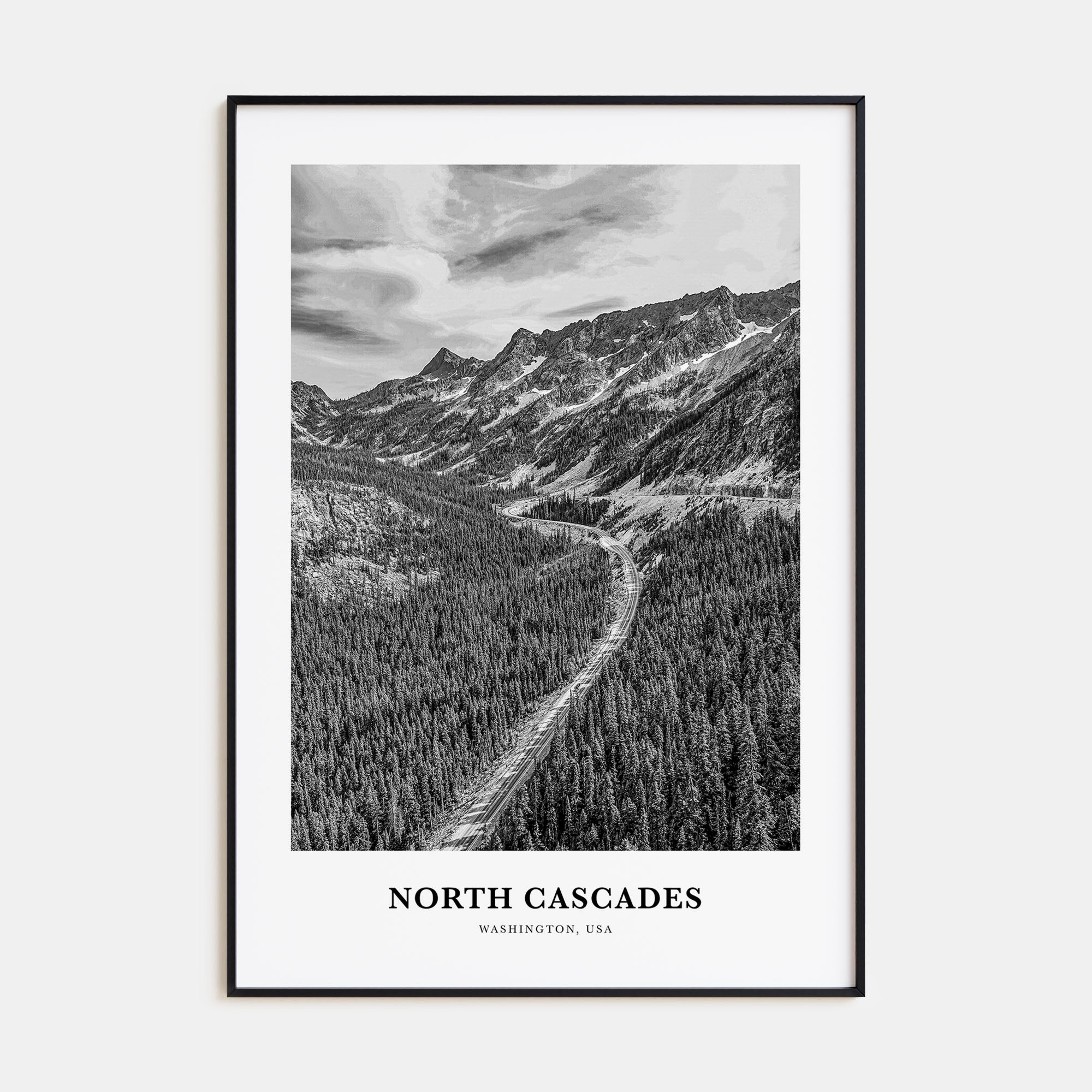 North Cascades National Park Portrait B&W Poster