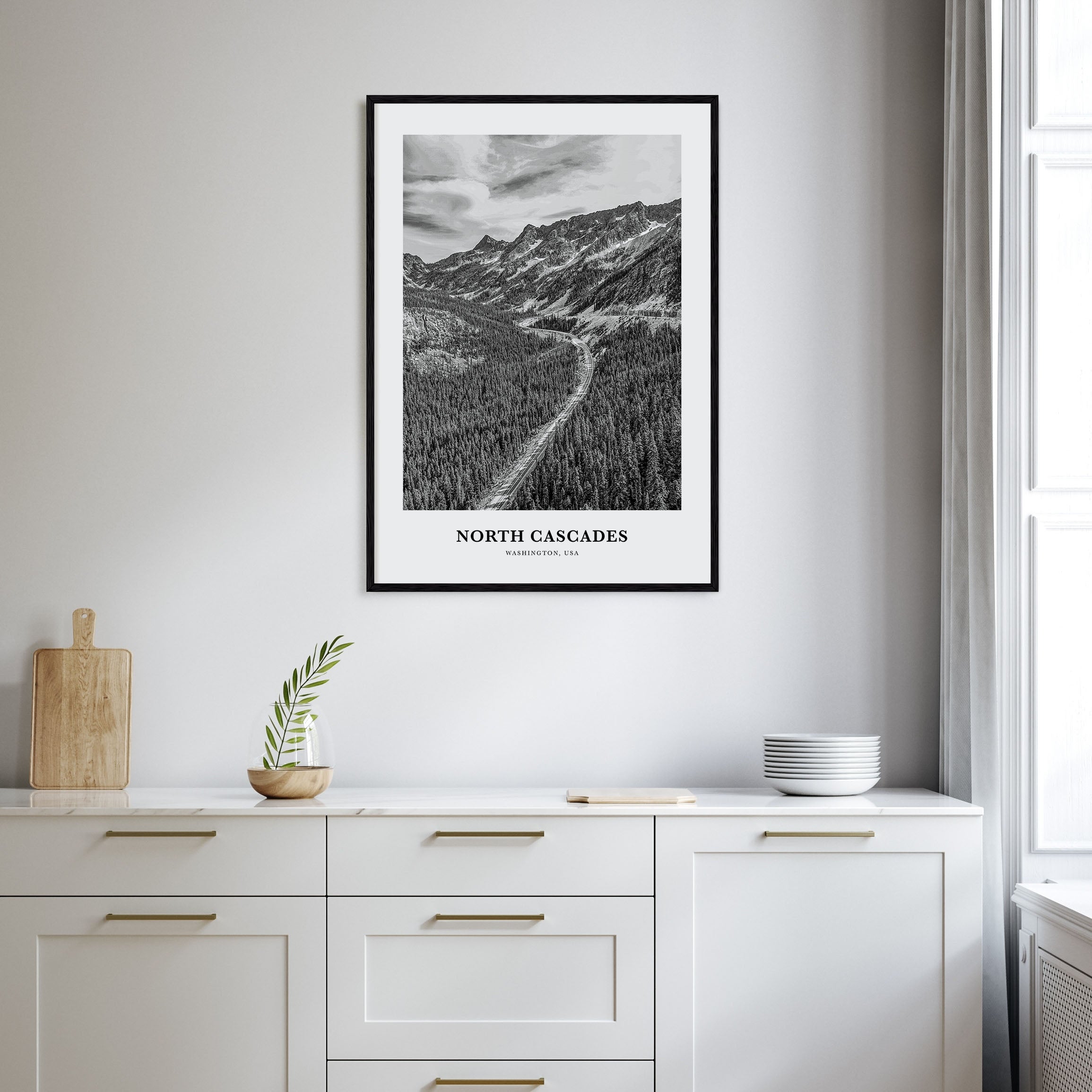 North Cascades National Park Portrait B&W Poster