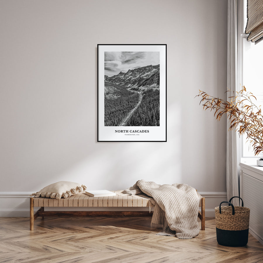 North Cascades National Park Portrait B&W Poster