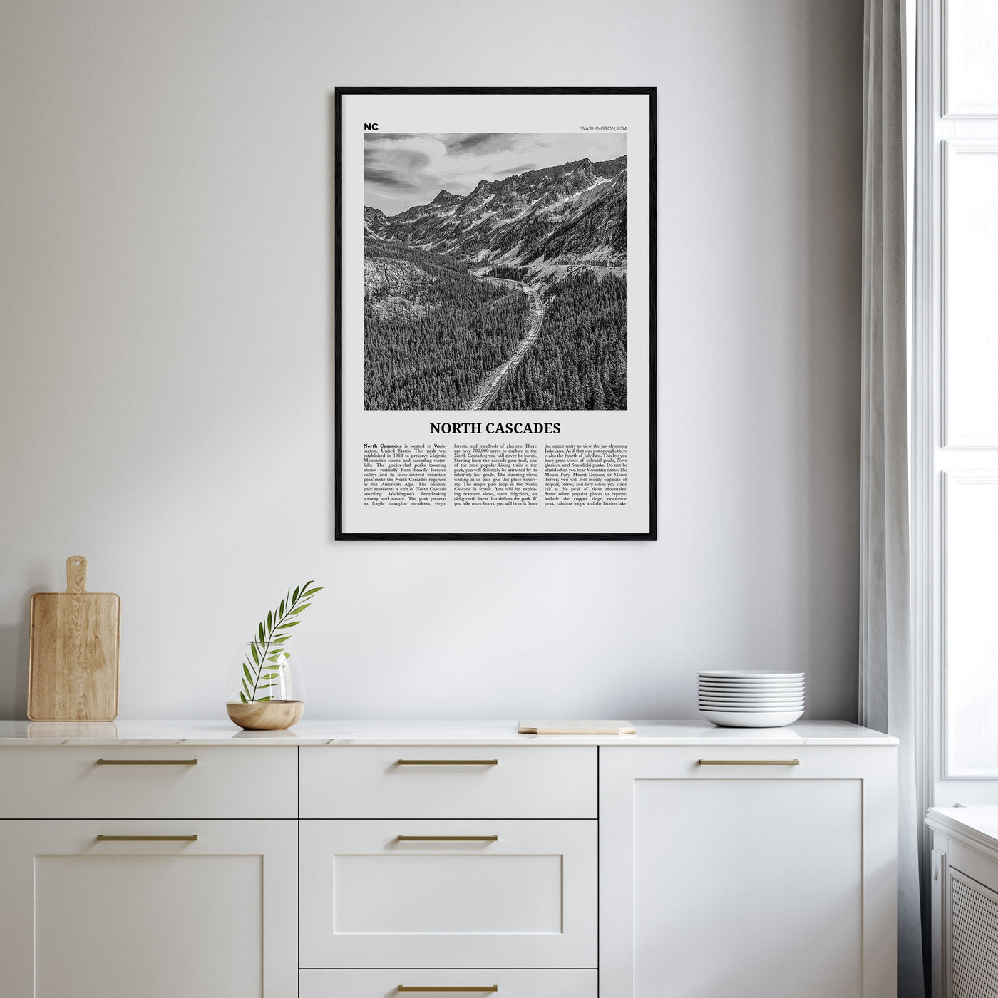 North Cascades National Park Travel B&W Poster