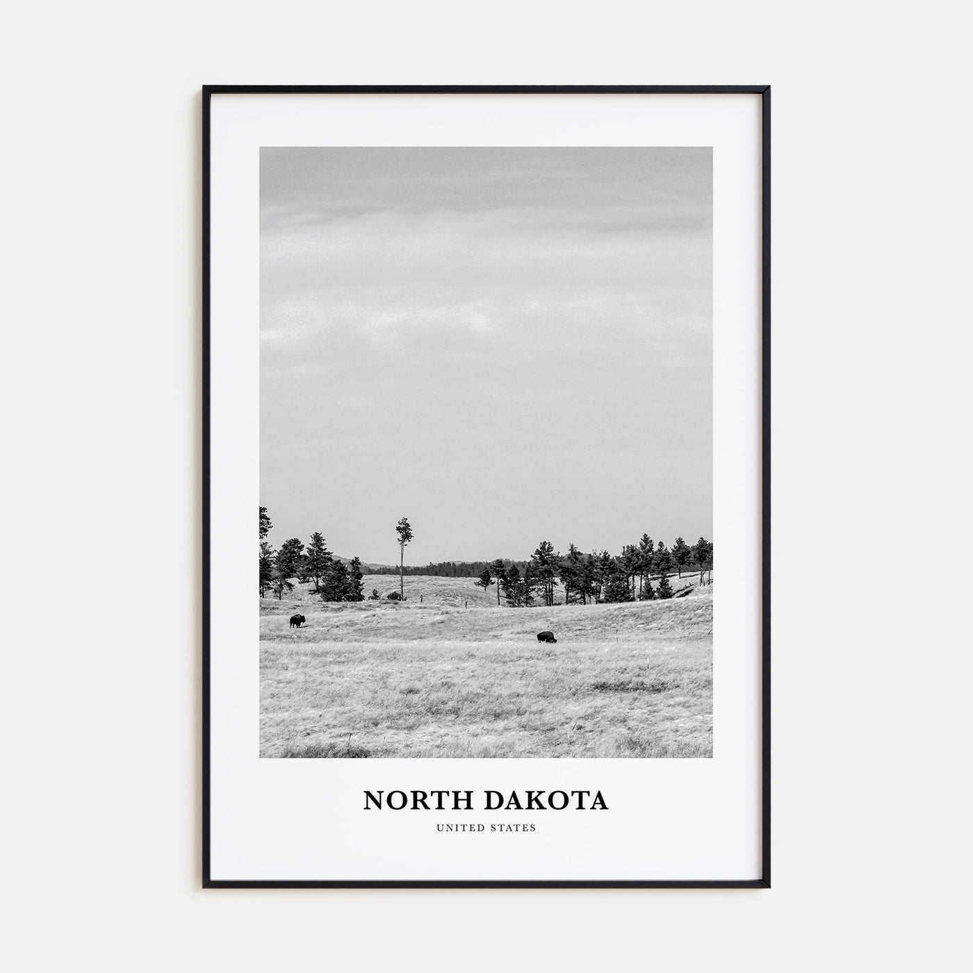 North Dakota Portrait B&W Poster