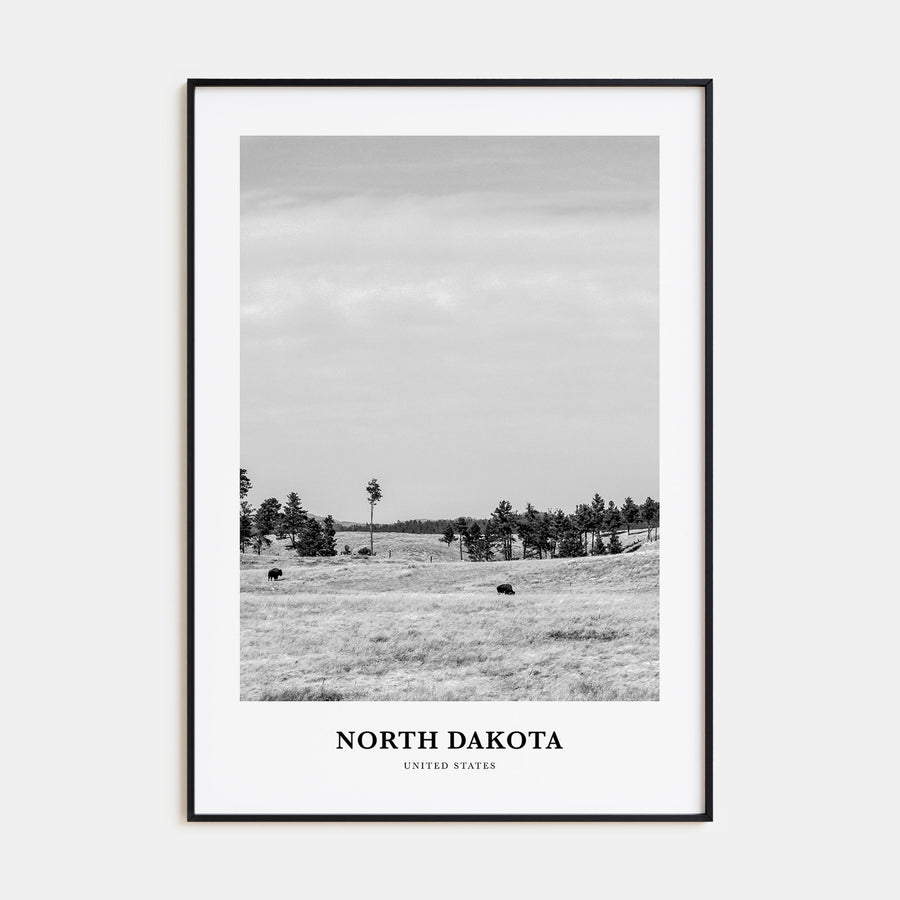 North Dakota Portrait B&W Poster