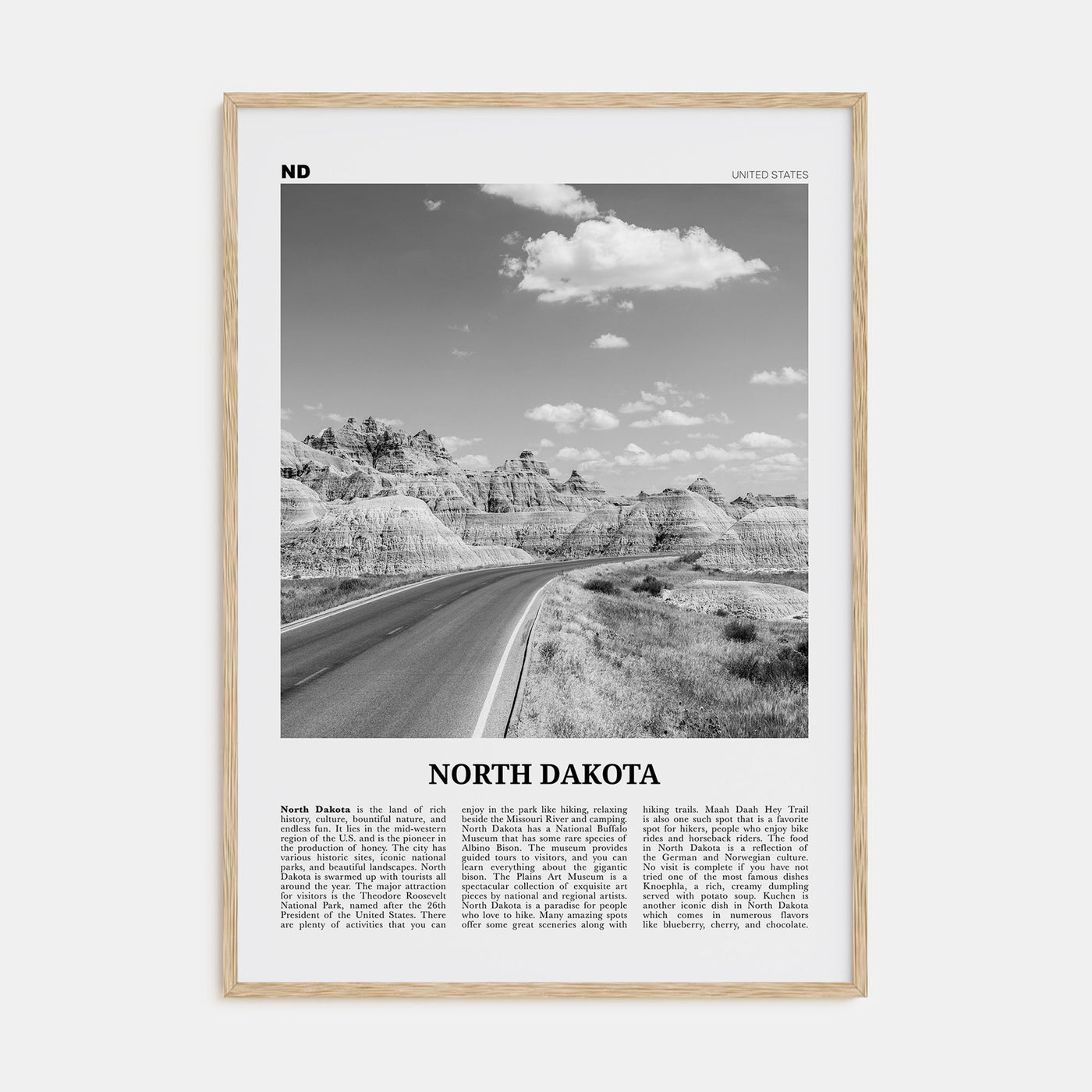 North Dakota Travel B&W No 1 Poster