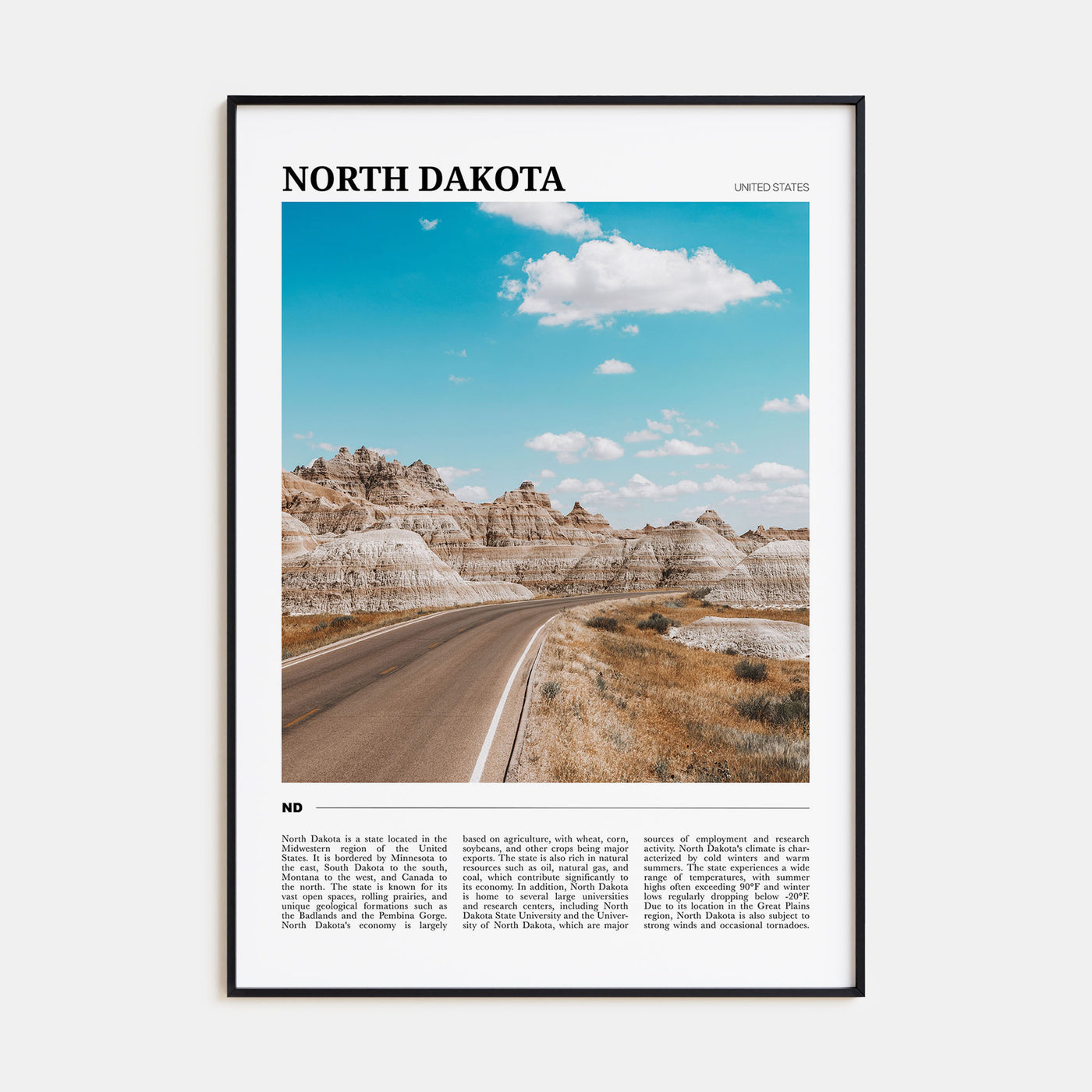 North Dakota Travel Color Poster