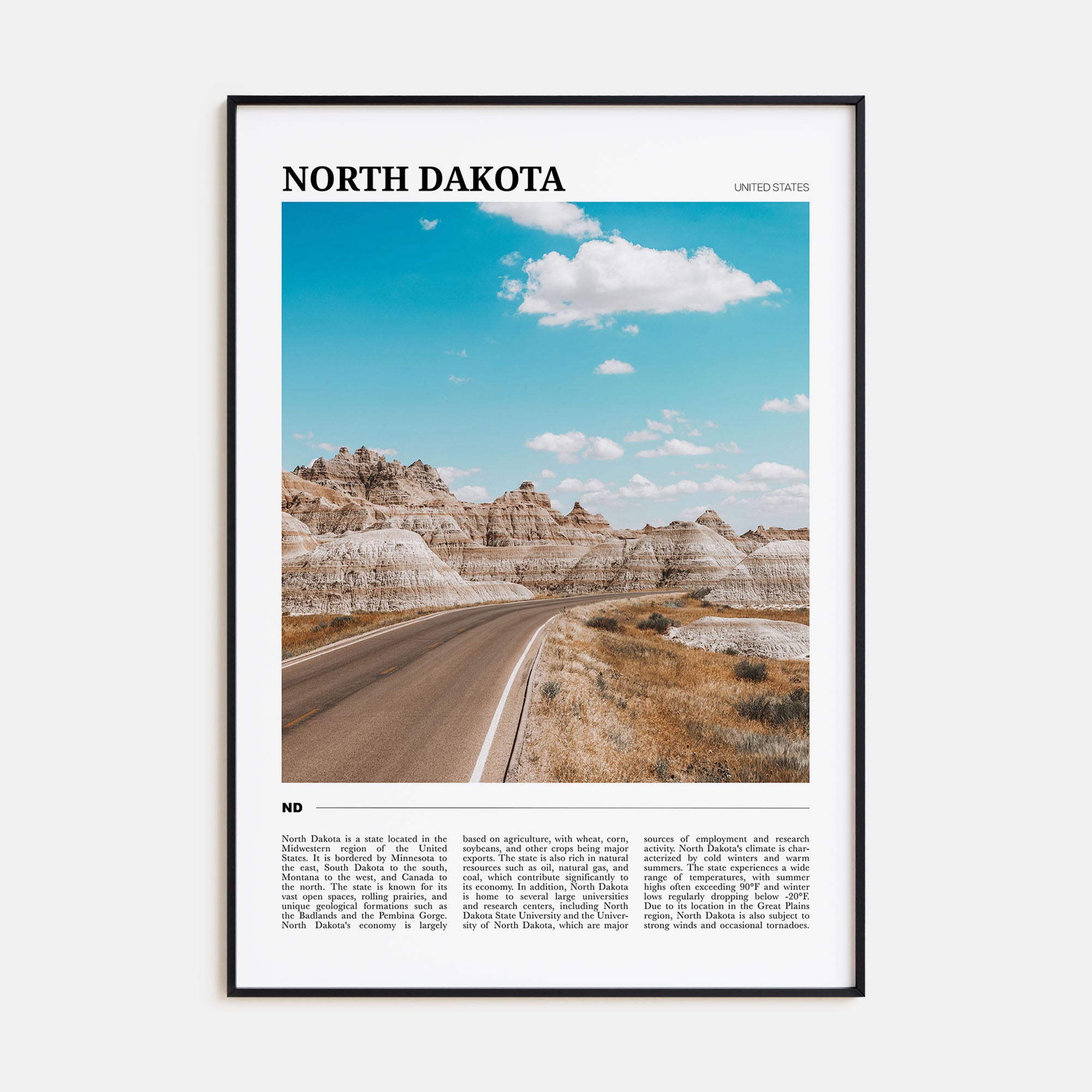 North Dakota Travel Color Poster