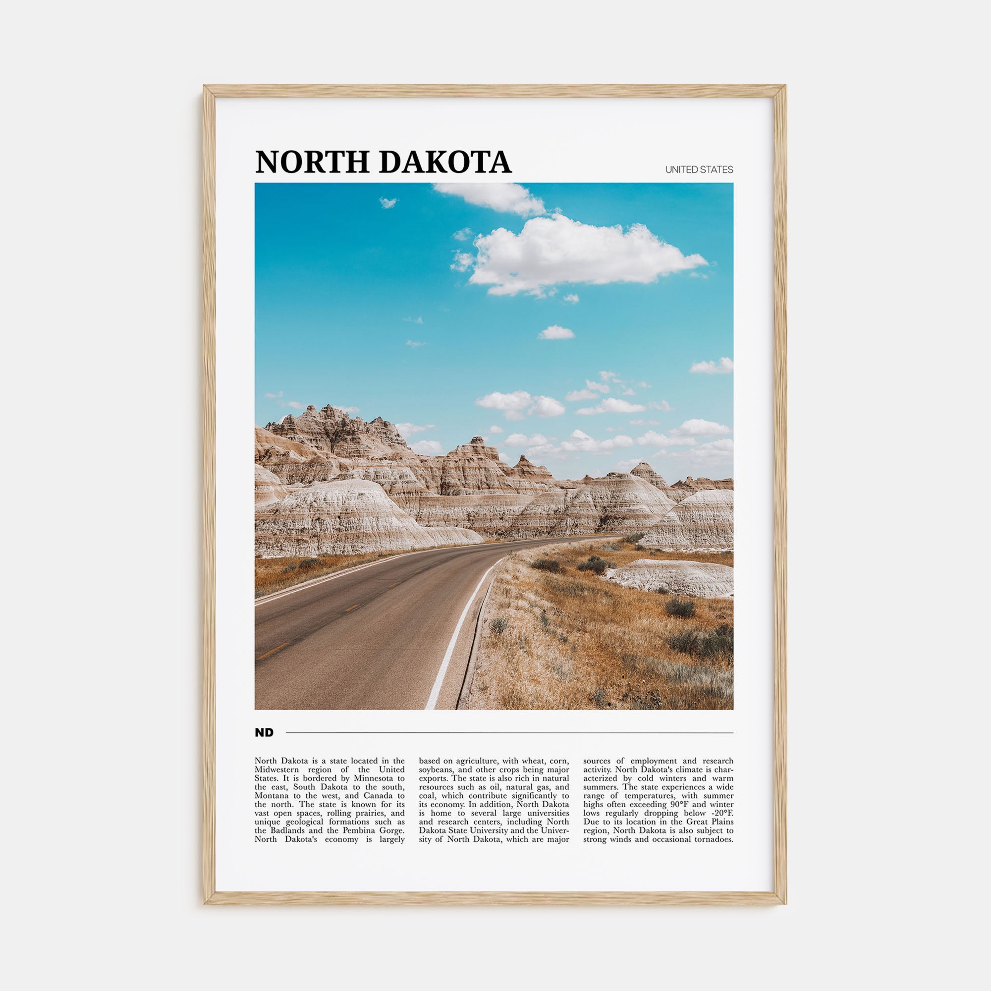 North Dakota Travel Color Poster